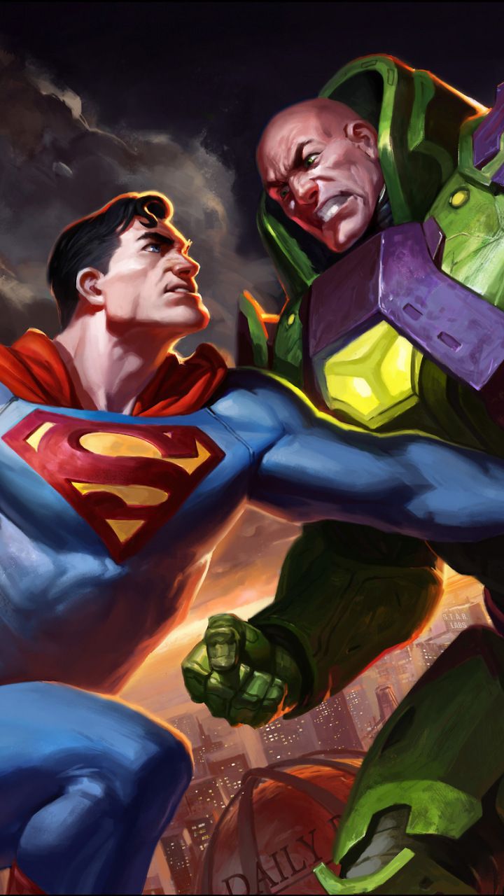 Superman vs lex luther, dc comics, artwork, 720x1280 wallpaper. Superman art, Dc comics artwork, Lex luther