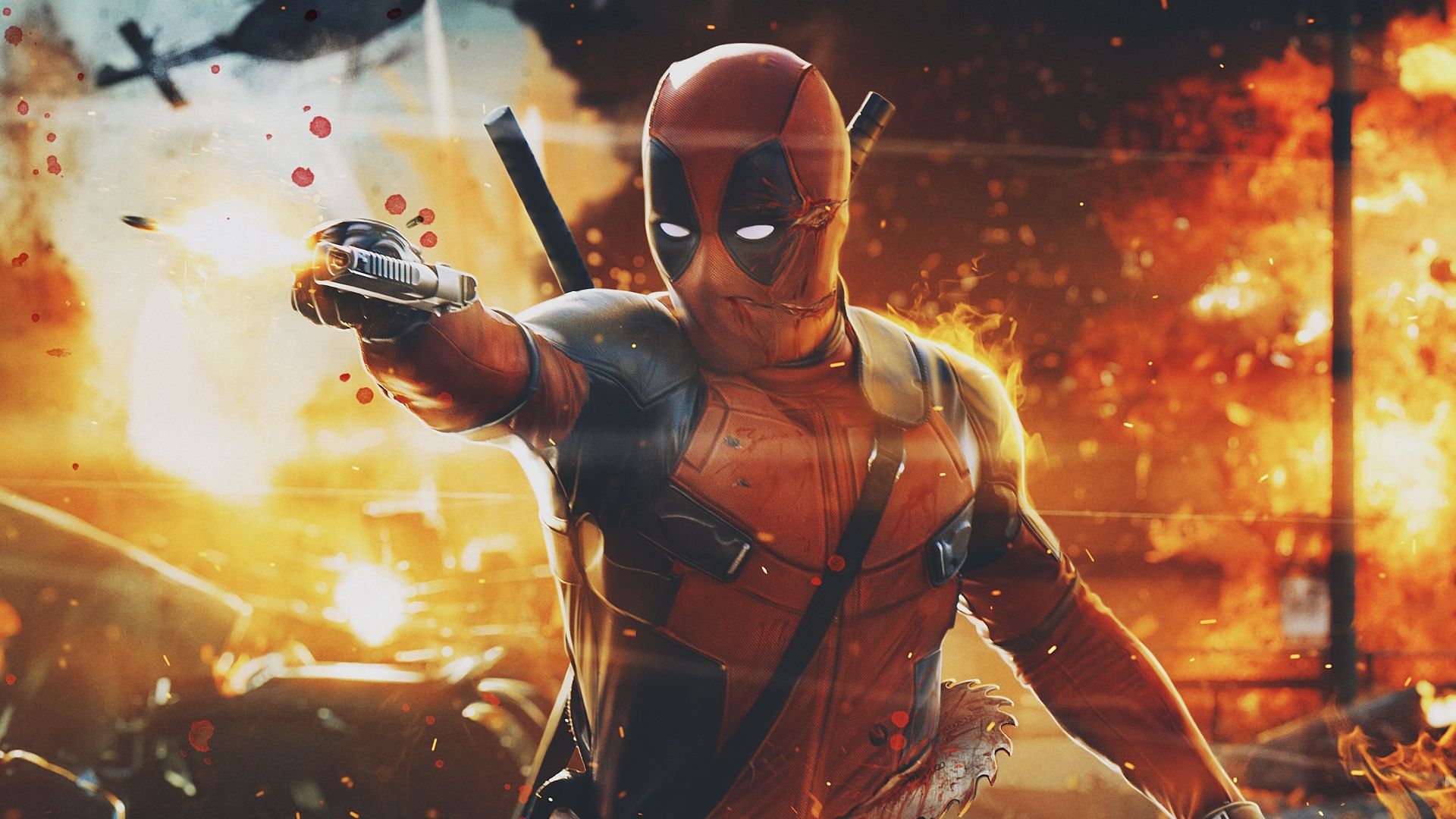 Deadpool, gun fire, superhero, marvel studio, movie, poster wallpaper, HD image, picture, background, 164370