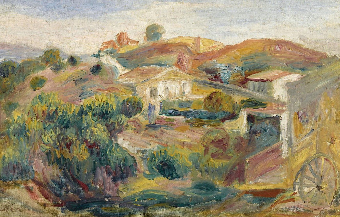 Wallpaper picture, 1911, Pierre Auguste Renoir, Pierre Auguste Renoir, Landscape with Houses image for desktop, section живопись