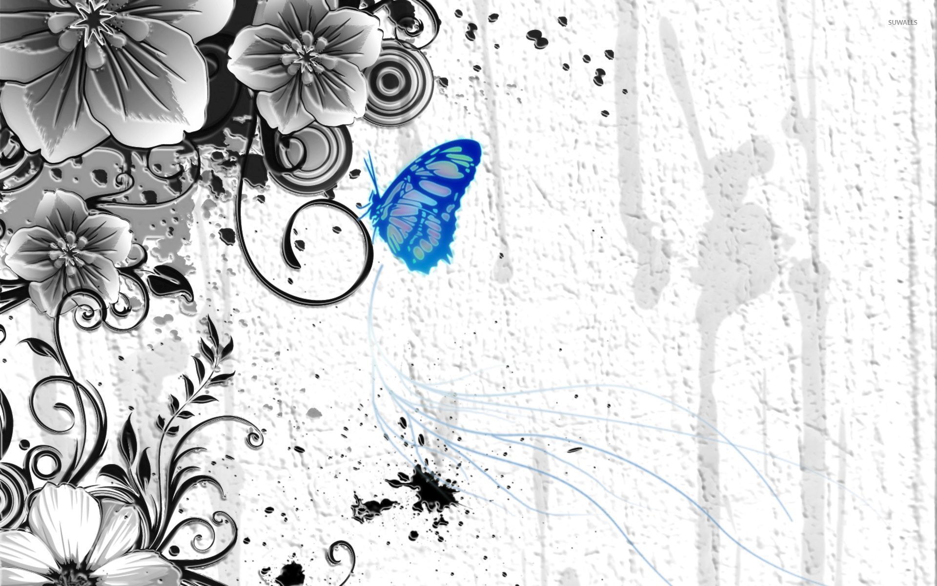 Blue butterfly on the plant wallpaper Art wallpaper