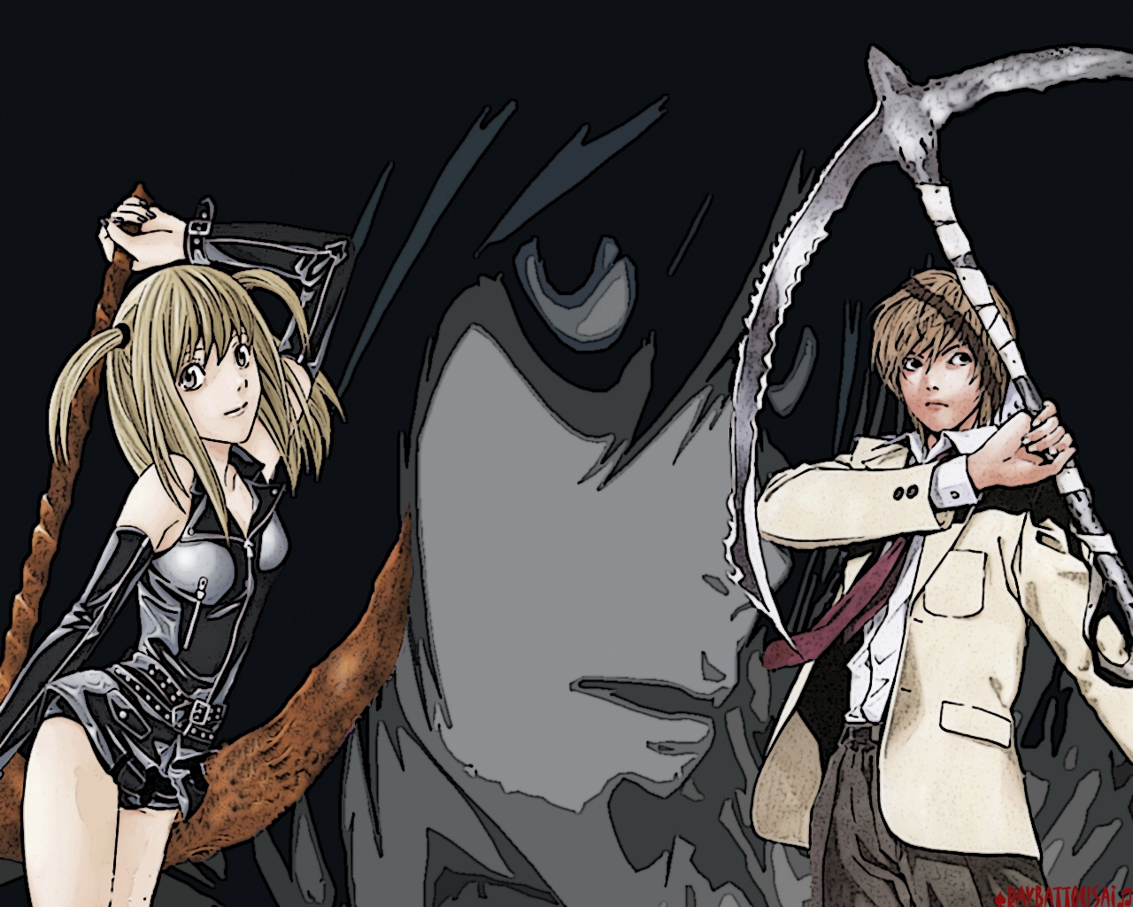 death note yagami light amane misa 1280x1024 wallpaper