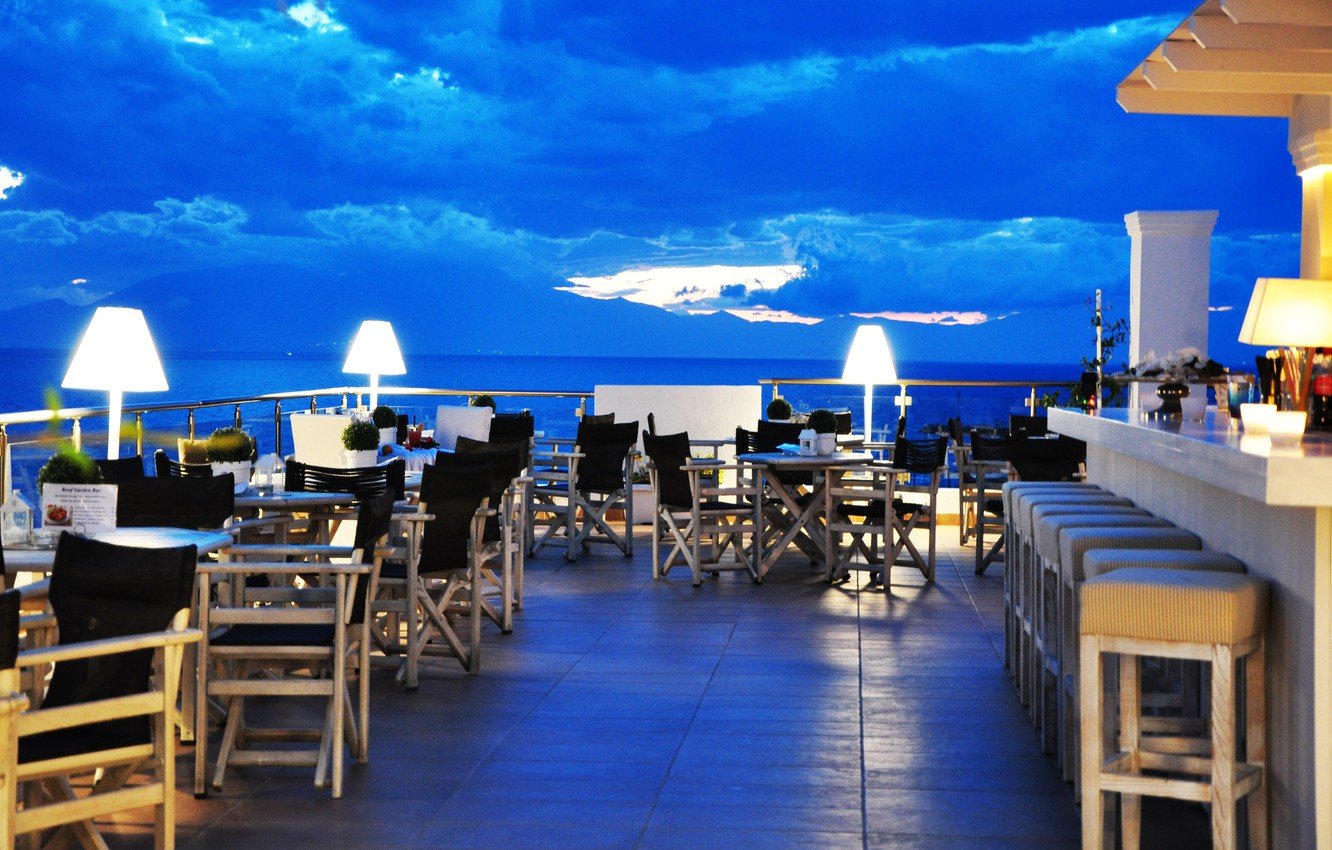 Wallpaper terrace, Greece, restaurant, beach bar image for desktop, section интерьер