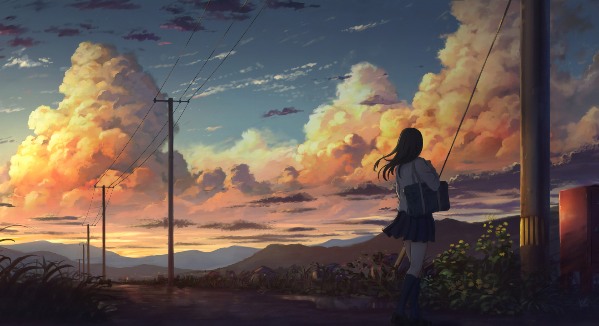 Girl watching summer sunset live wallpaper [DOWNLOAD FREE]