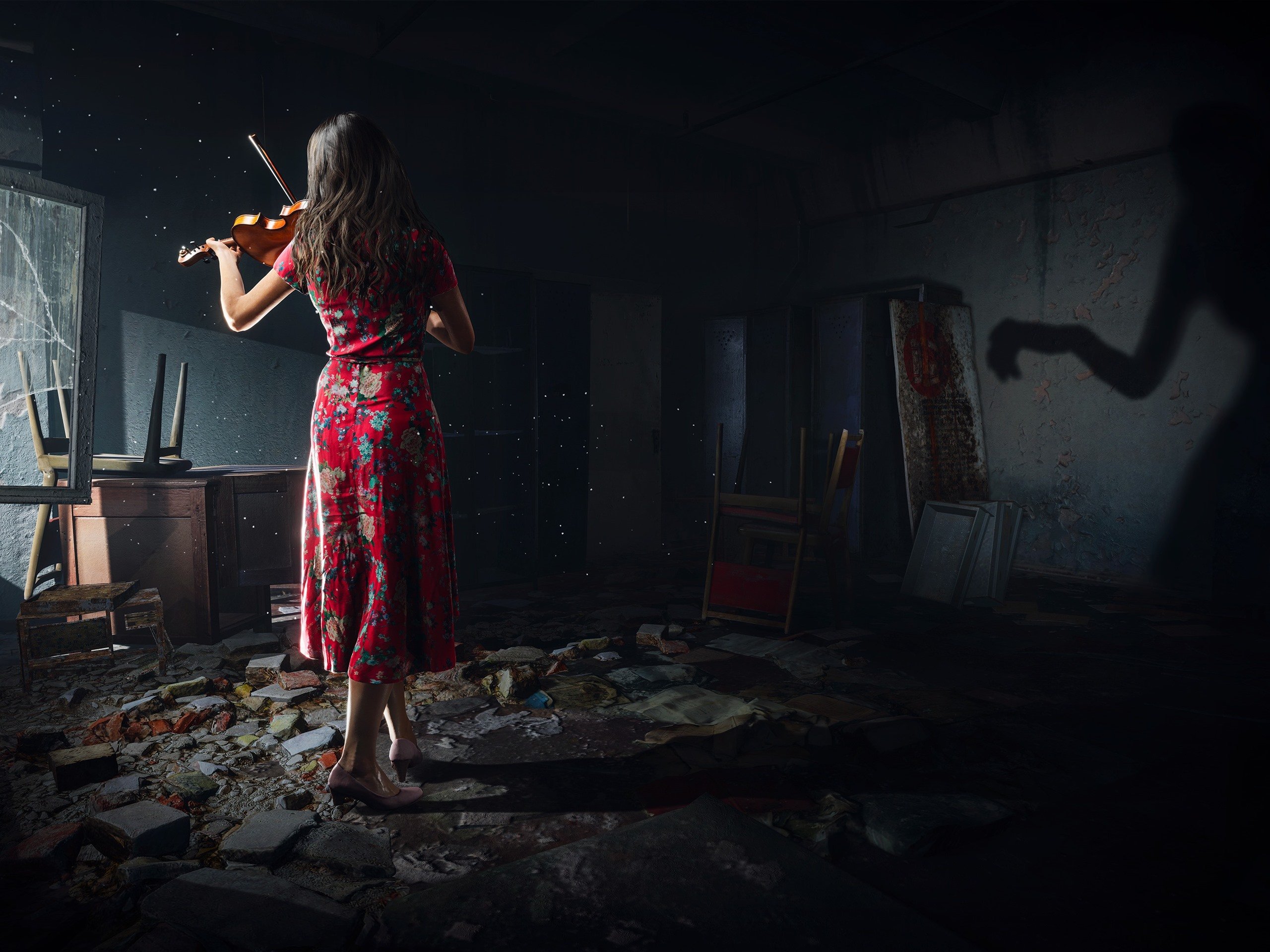 Wallpaper Chernobylite PC game, girl, back view, violin 3840x2160 UHD 4K Picture, Image