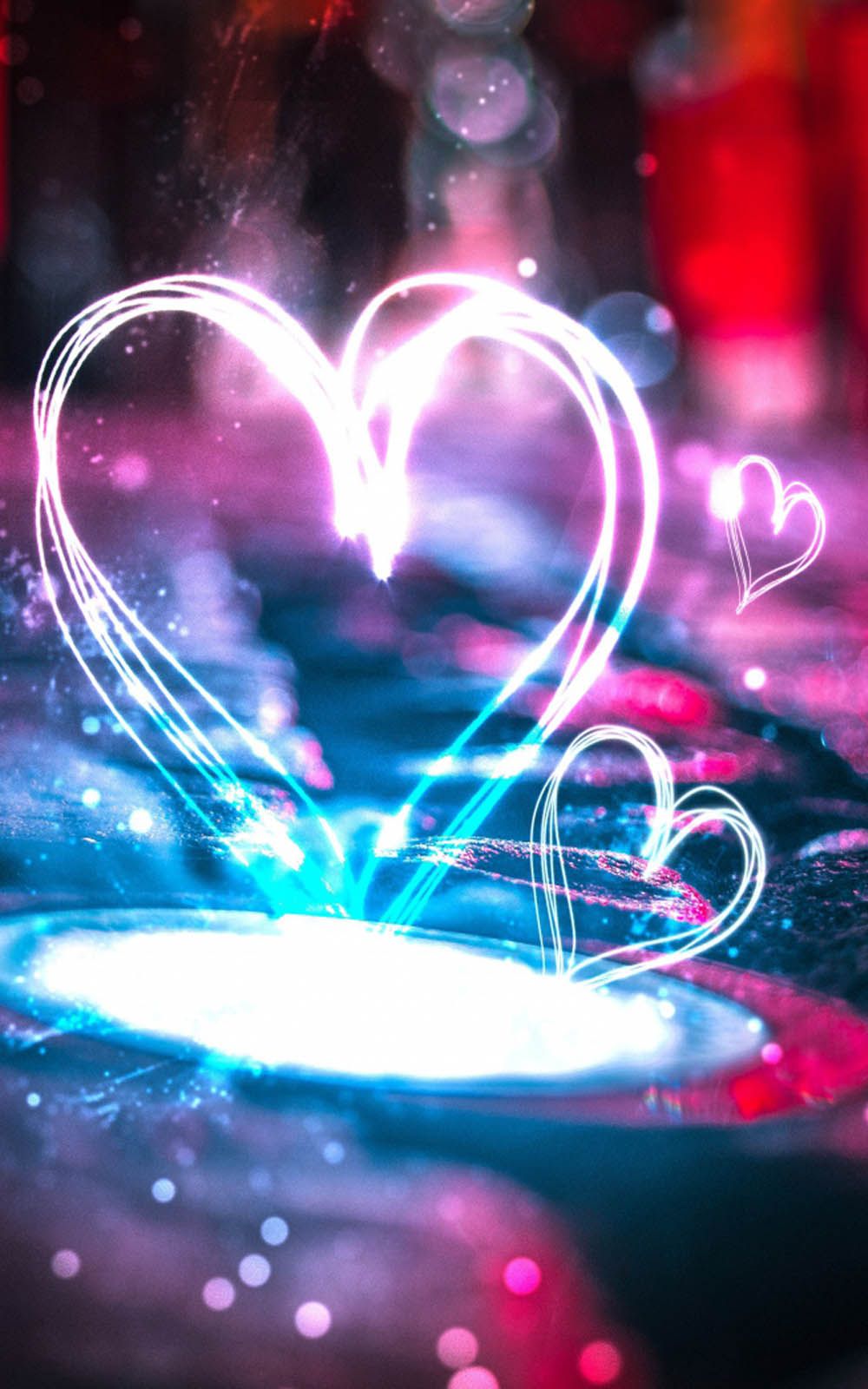 Download Heart Shape Lights Free Pure 4K Ultra HD Mobile Wallpaper. Wallpaper iphone neon, Mobile wallpaper, Heart wallpaper