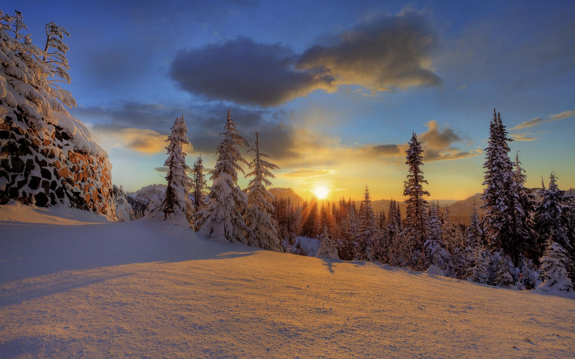 Mount Rainier National Park Winter Sunset Wallpaper