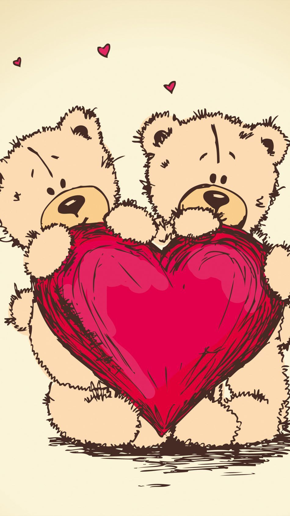 Heart Teddy Bears Valentine's Day Art 4K Ultra HD Mobile Wallpaper. Comment dessiner une rose, Dessin amoureux, Dessin