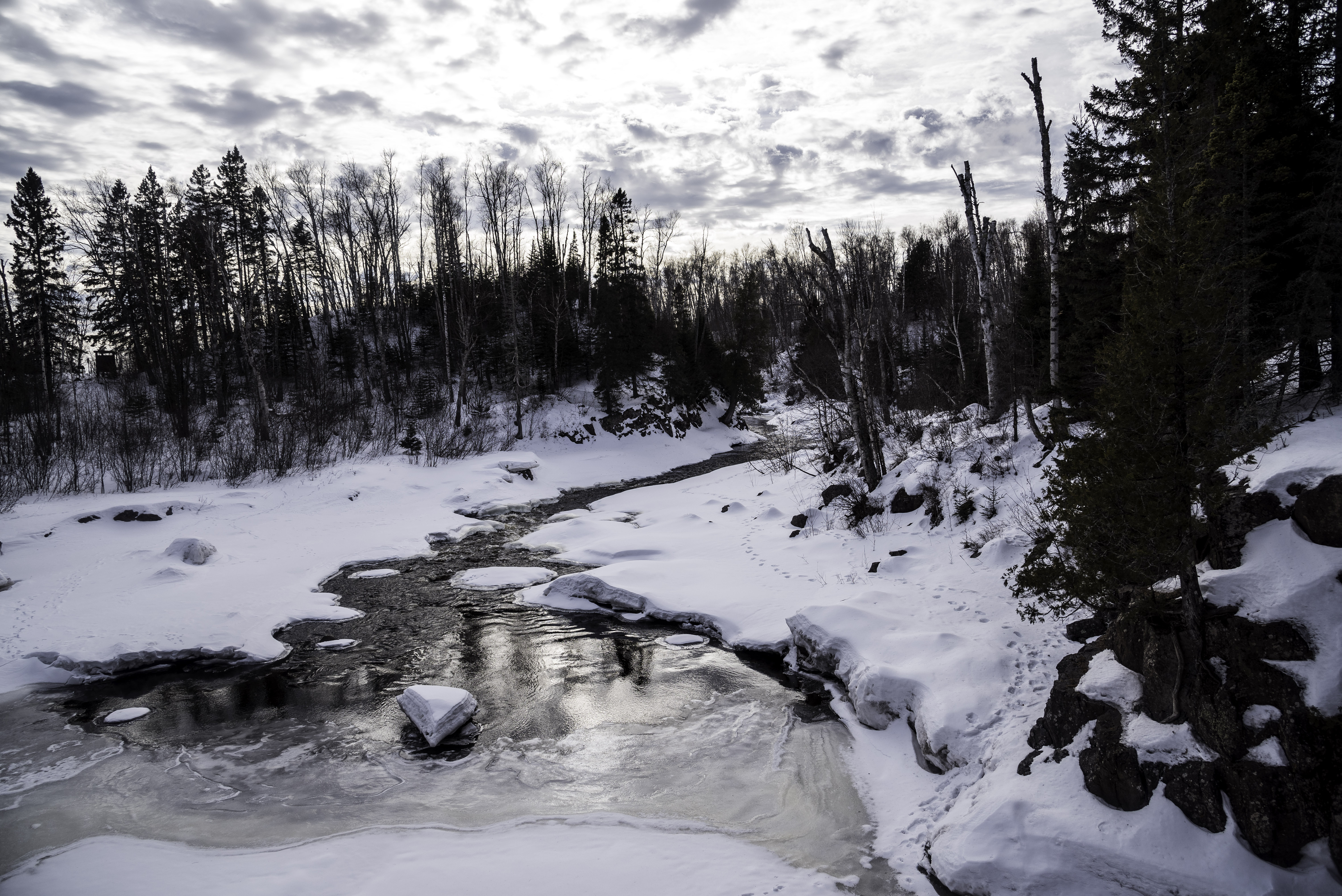 Winter River Landscape in Temperance River State Park, Minnesota image Domain photo