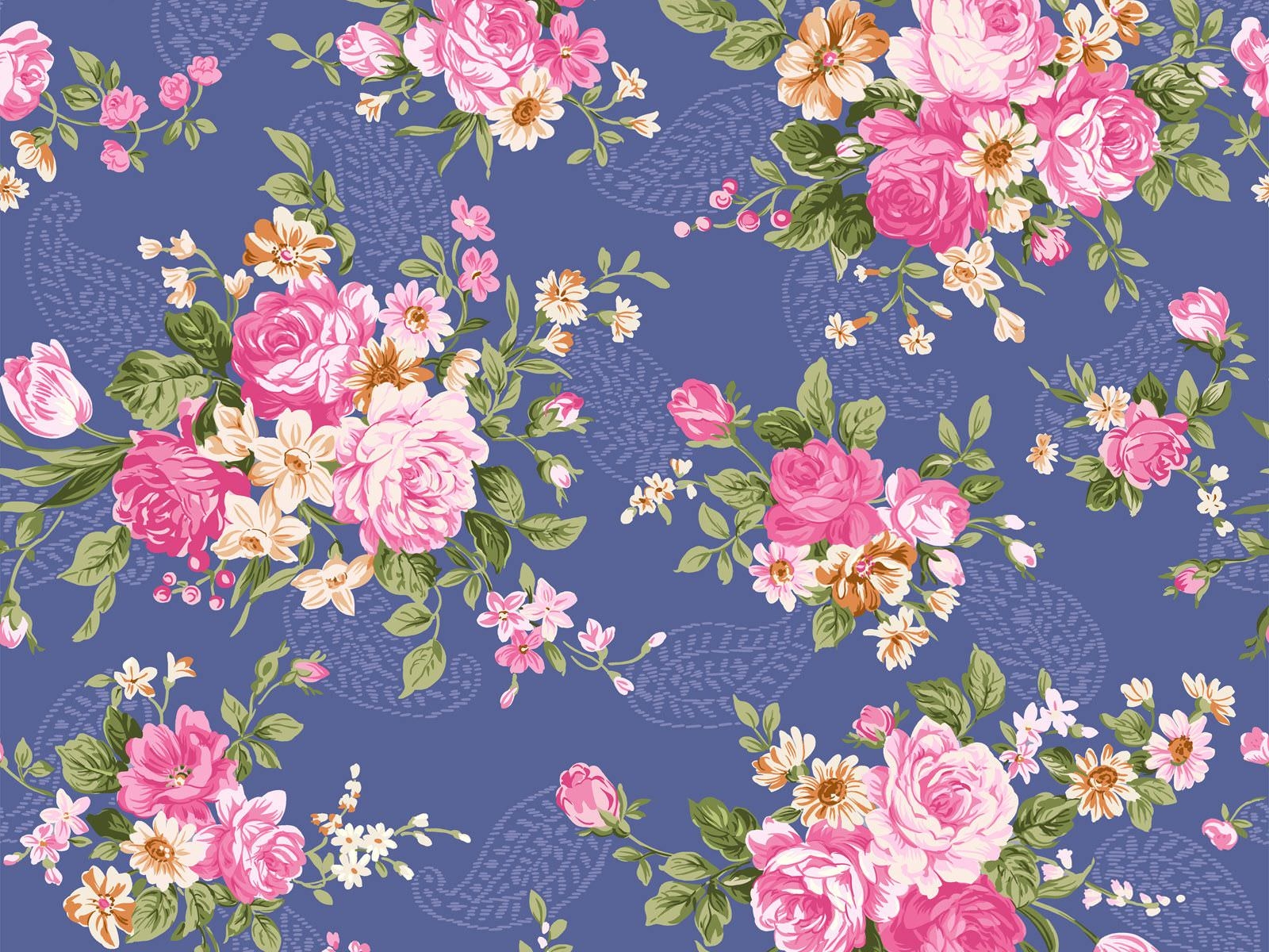 Vintage Pink Flowers Background