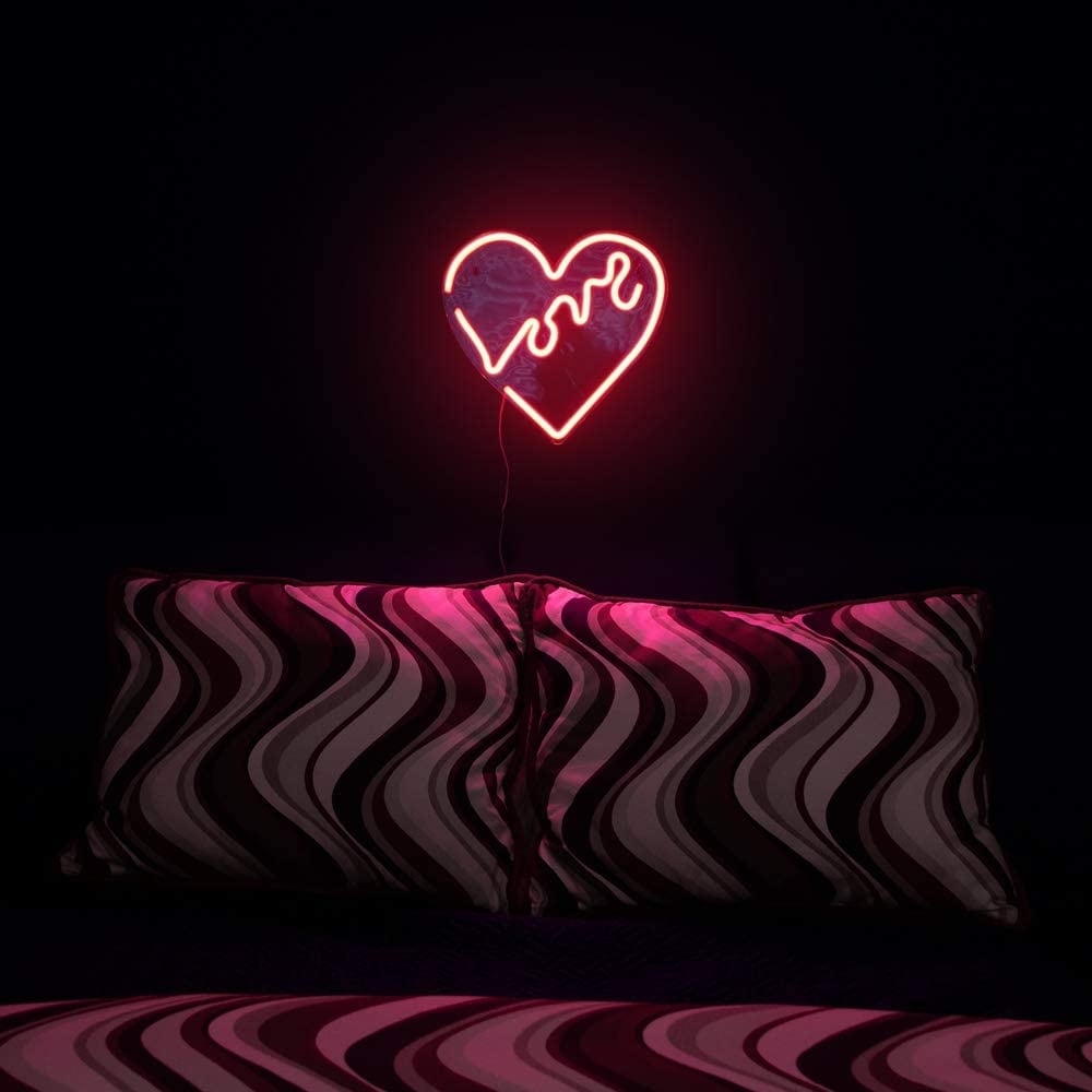 inch LED Neon Red Love Heart Wall Sign Valentines Day Gift