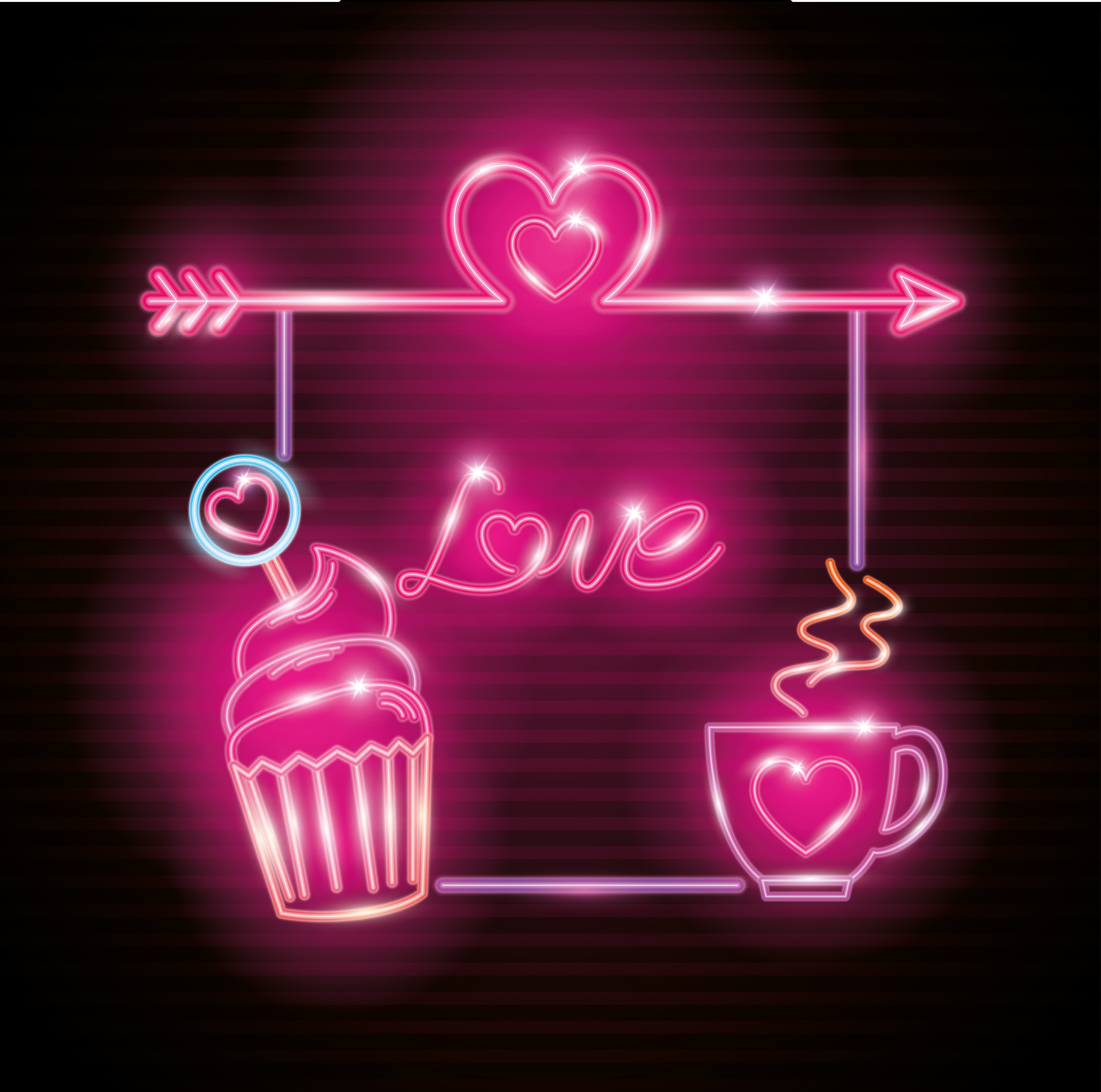 valentines day with decoration of neon lights