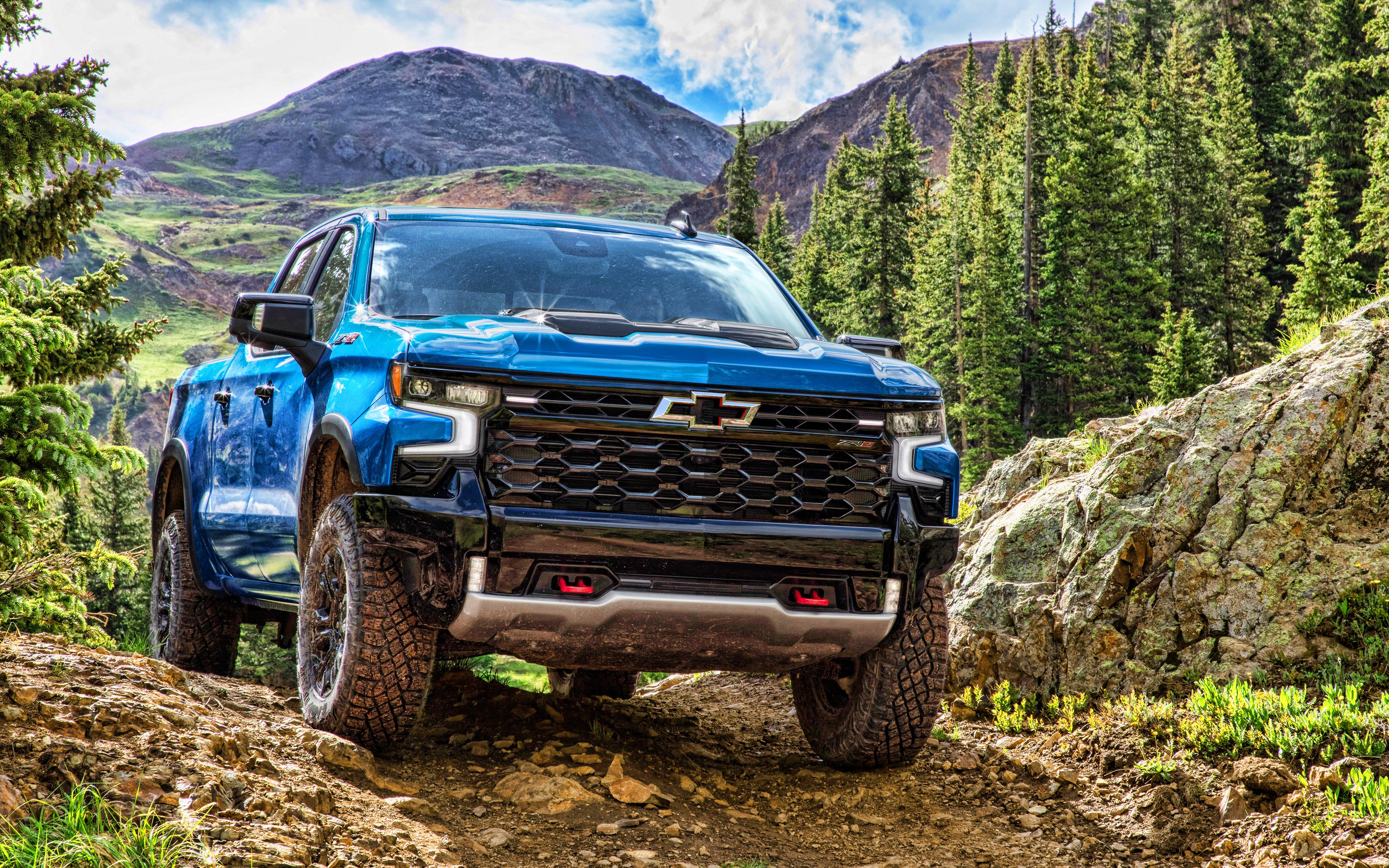 Download wallpaper Chevrolet Silverado ZR 4k, offroad, 2022 cars, SUVs, HDR, 2022 Chevrolet Silverado, american cars, Chevrolet for desktop with resolution 3840x2400. High Quality HD picture wallpaper