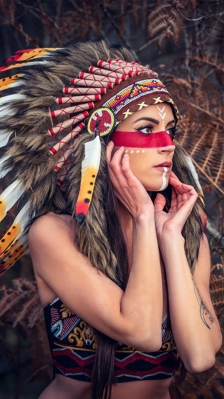 Girl Headdress Native American 4K Ultra