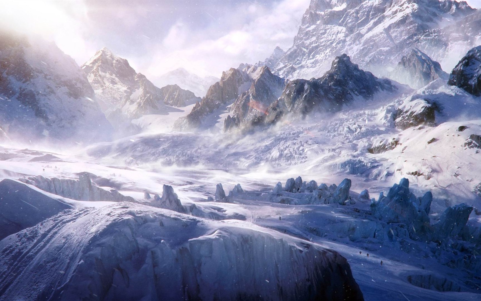 White Snow Mountains Top Winter Scenery HD Wallpaper