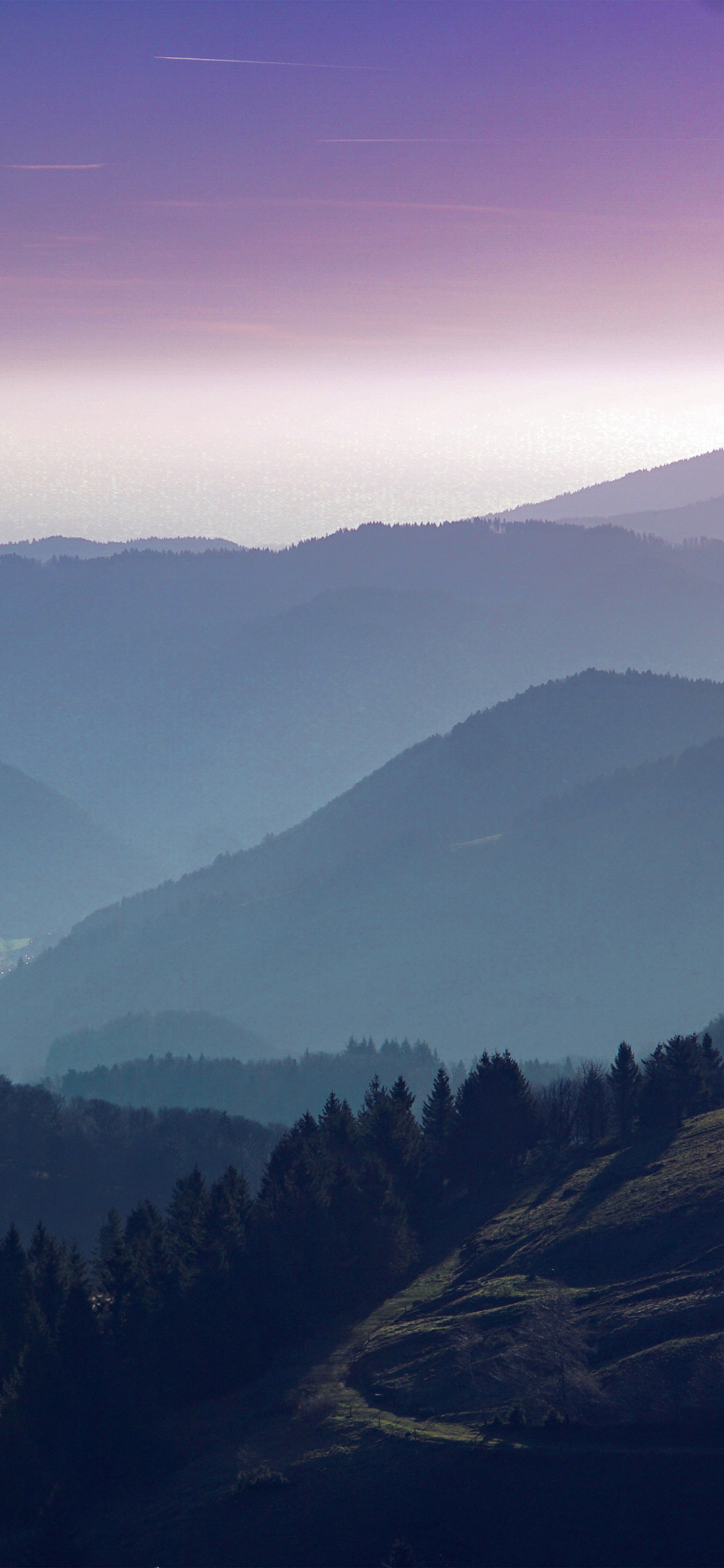 Mountain View Sky Purple Nature Blue Wallpaper