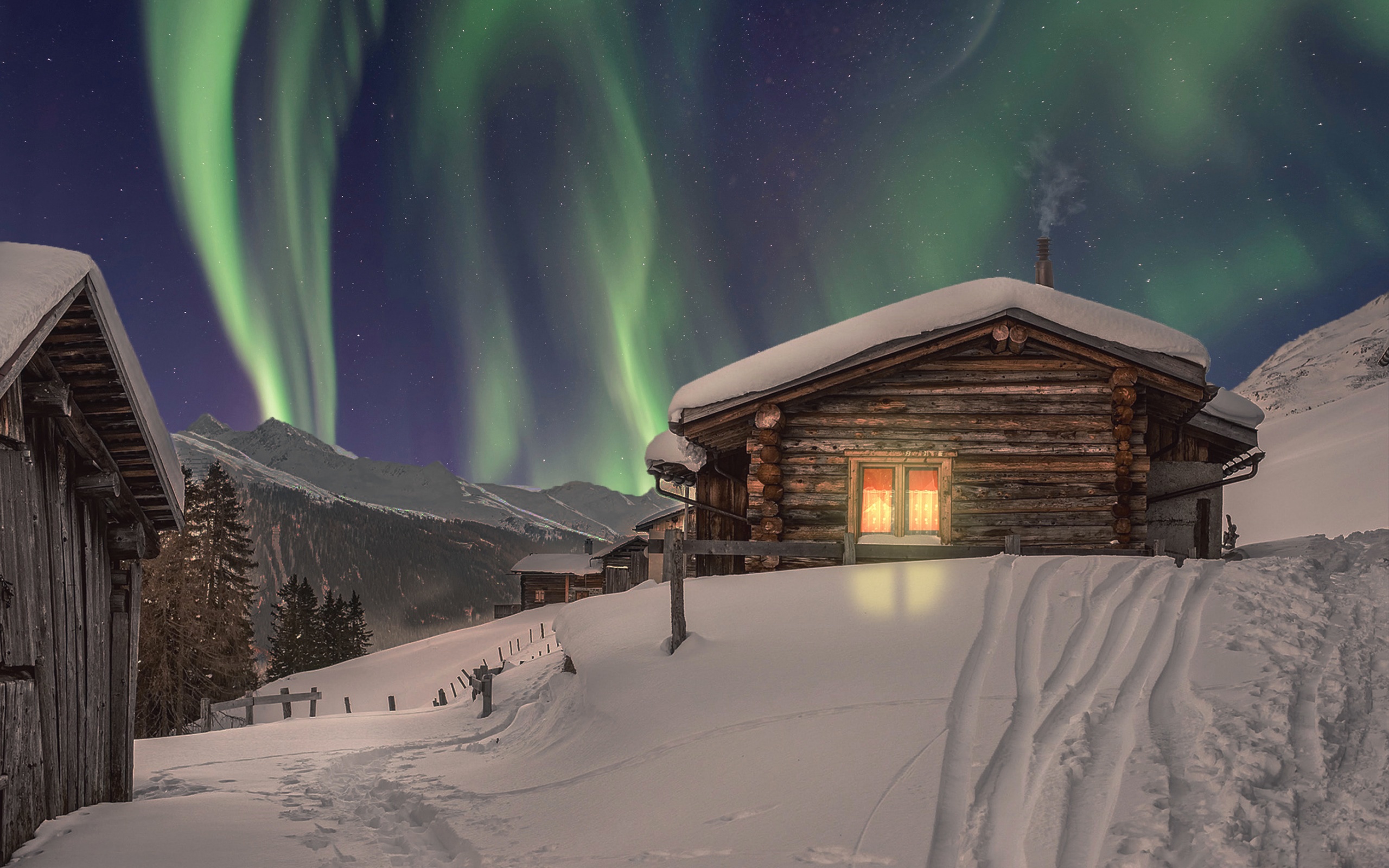 Photography Winter HD Wallpaper, Aurora Borealis, Snow, House HD Wallpaper