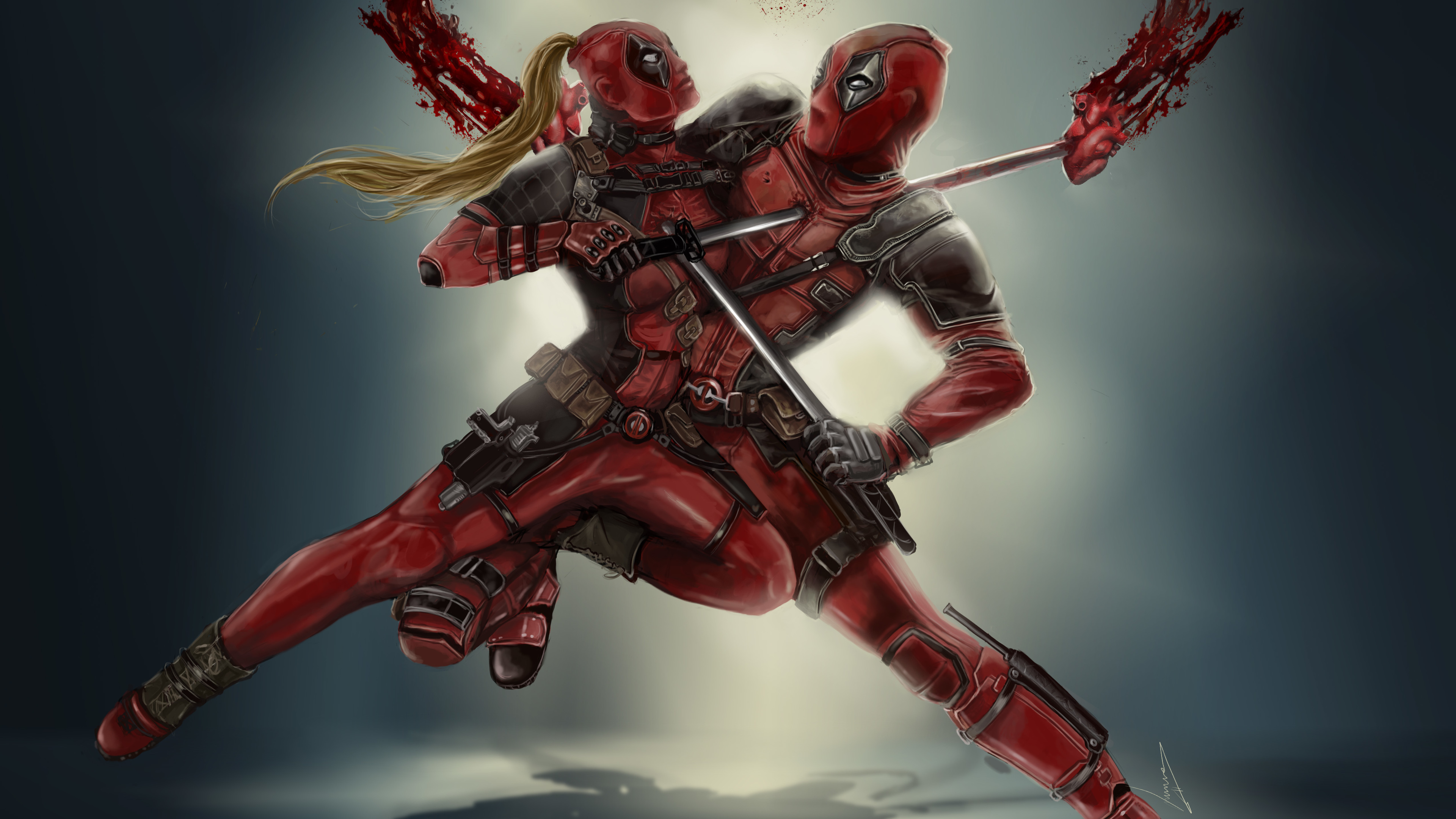 Wallpaper 4k Dedpool Vs Lady Deadpool Wallpaper