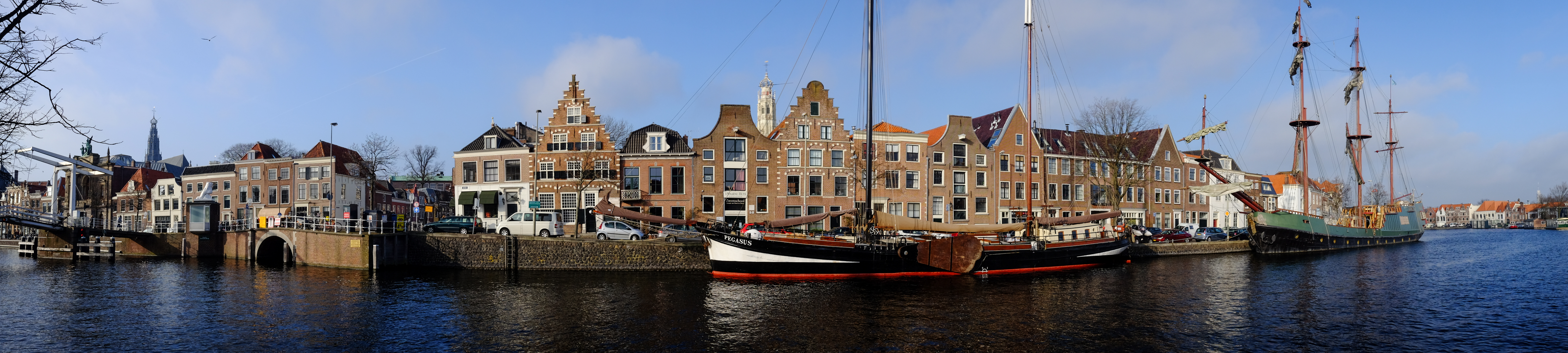 Wallpaper, haarlem, city, fuji, fujifilm, x70, urban, holland, Netherlands, spaarne, panorama, cityview, cityscape, wideangle, reflection, pano 6400x1440