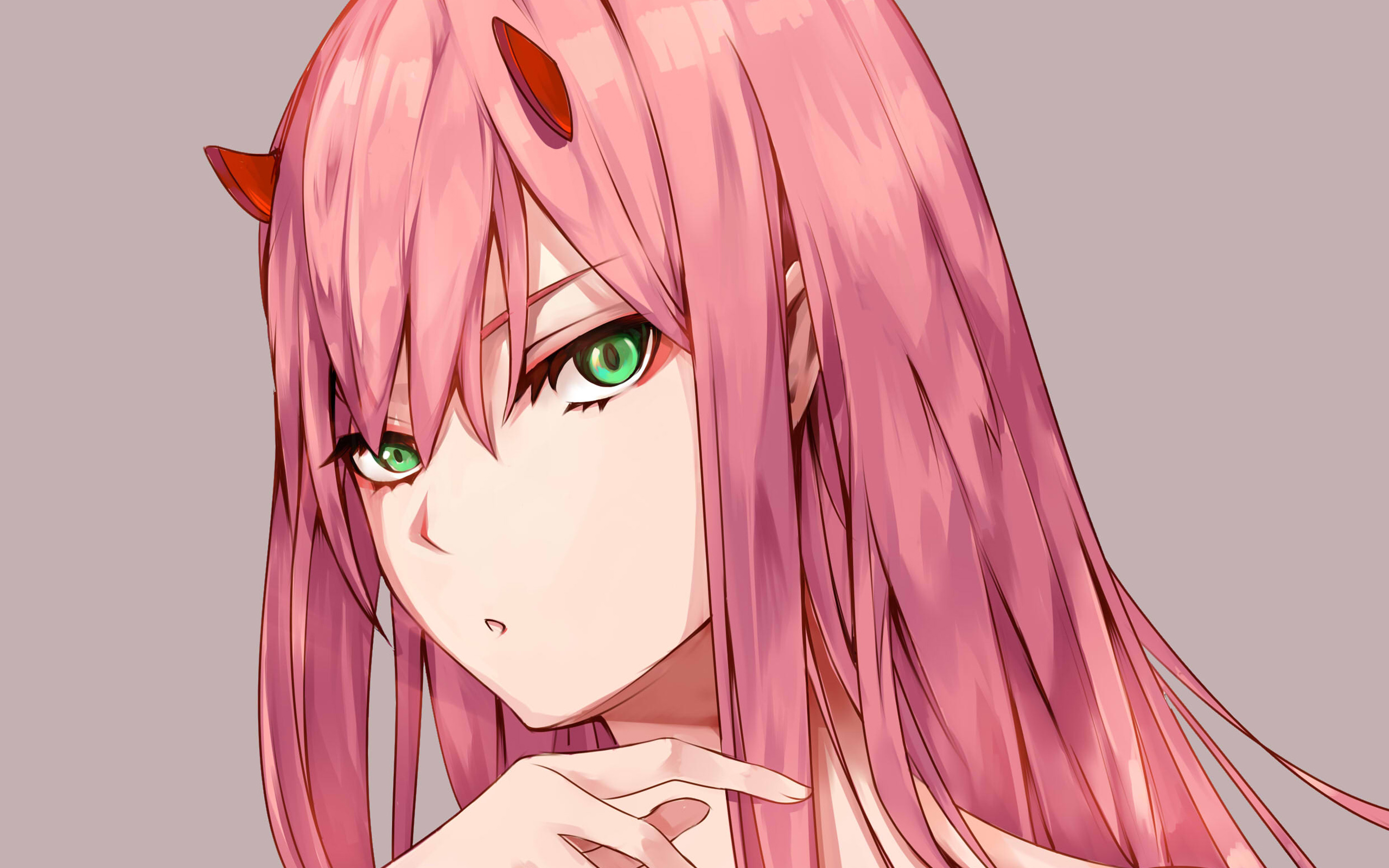 Download wallpaper Zero Two, manga, anime characters, pink hair, DARLING in the FRANXX for desktop with resolution 2560x1600. High Quality HD picture wallpaper