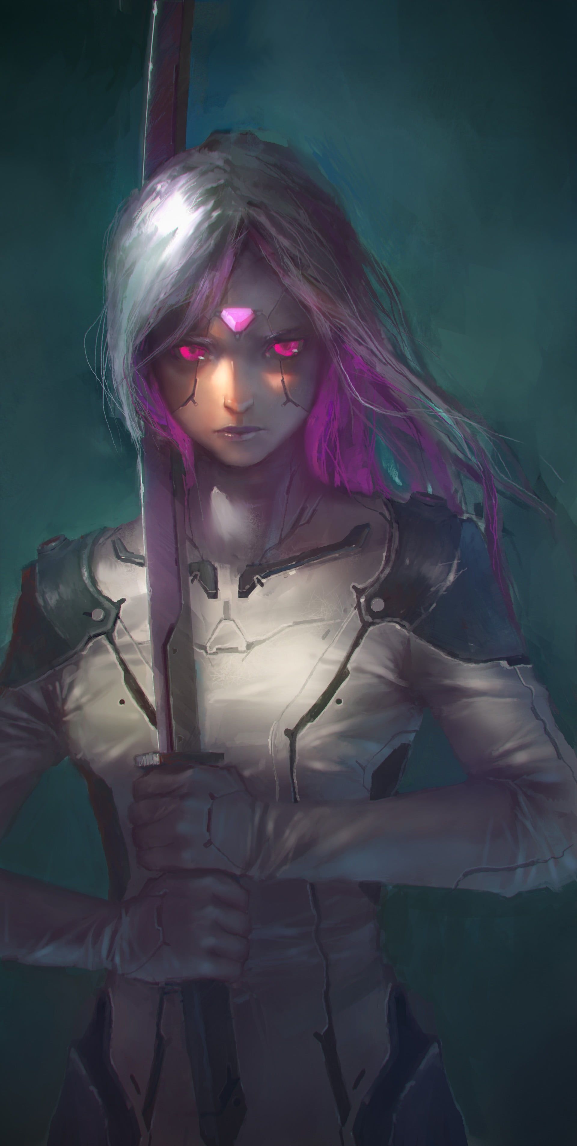 HD wallpaper: female holding sword with gray suit anime character illustration 4K of Wallpaper for Andriod