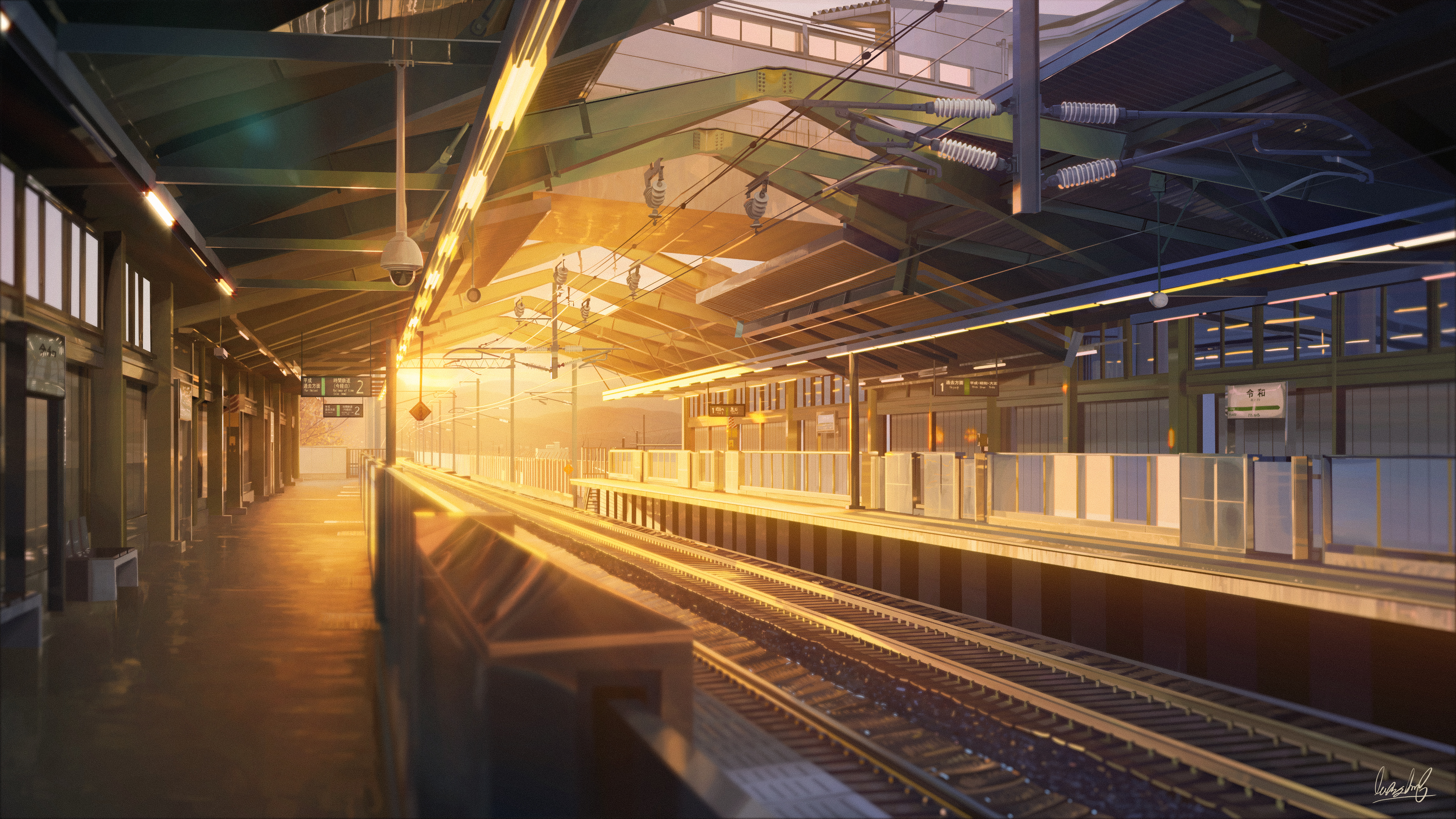 Premium Photo | Anime scene of a train at a station with people waiting  generative ai