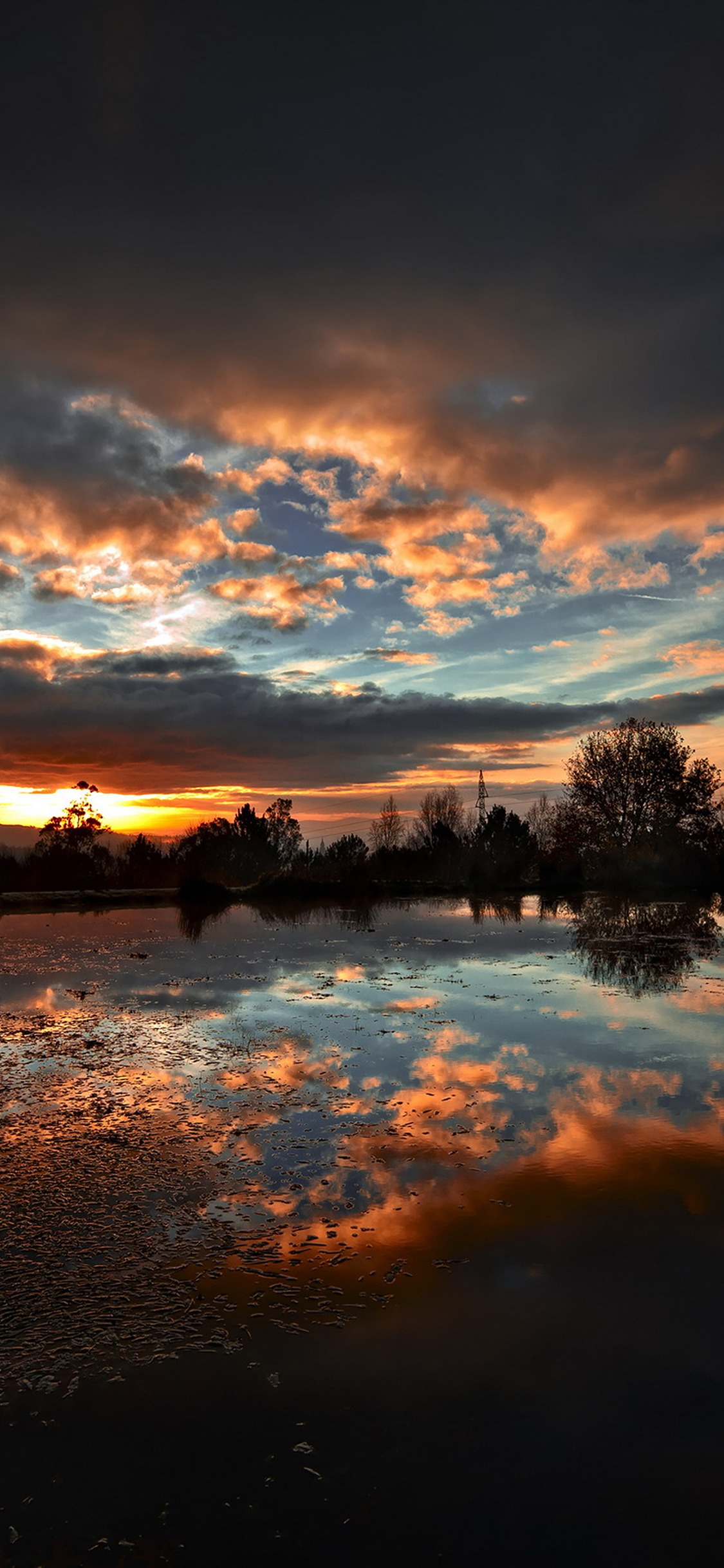 sunset lake night dark nature