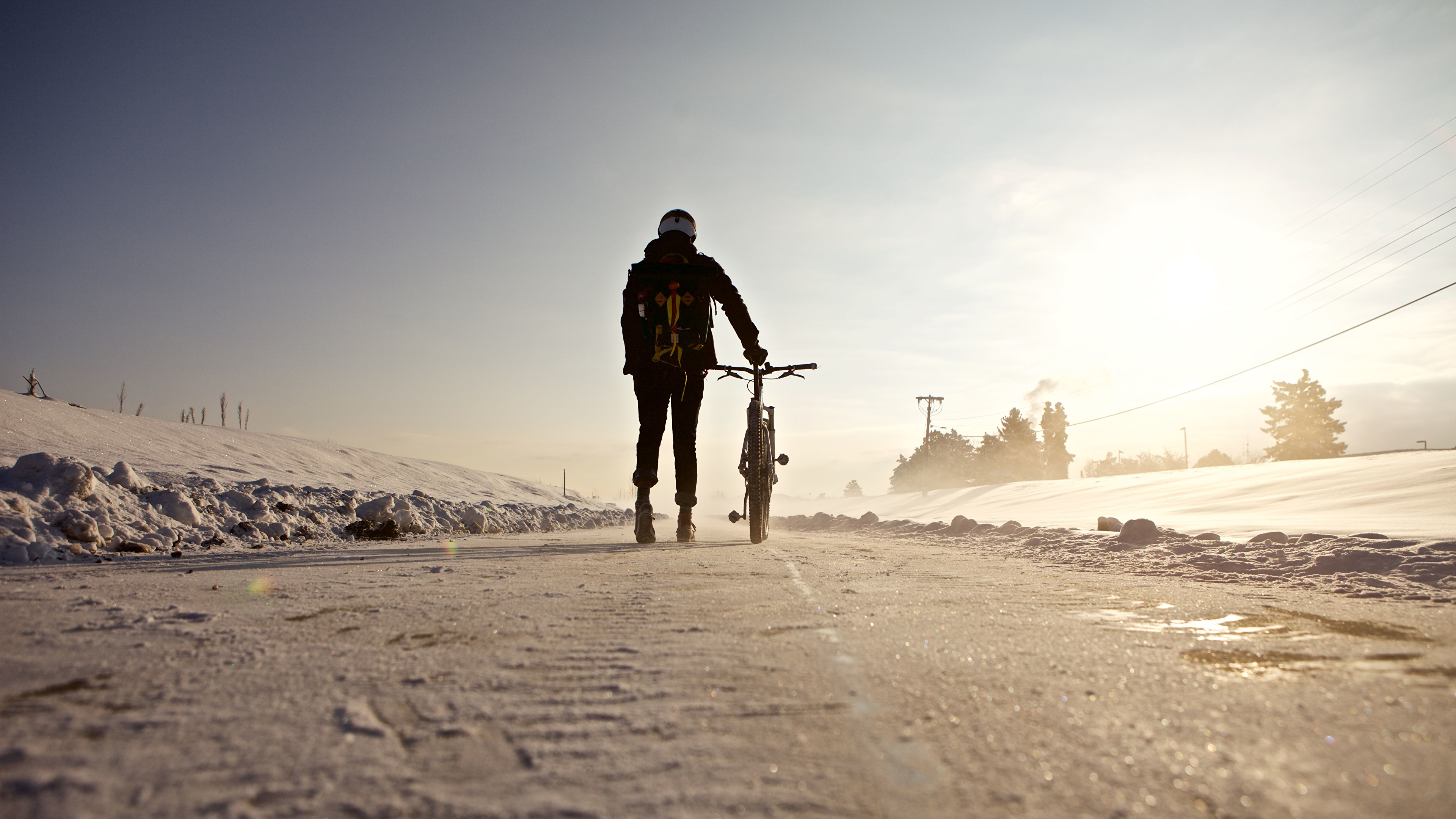 Desktop Wallpaper Bicycle Winter Nature Snow 3840x2160