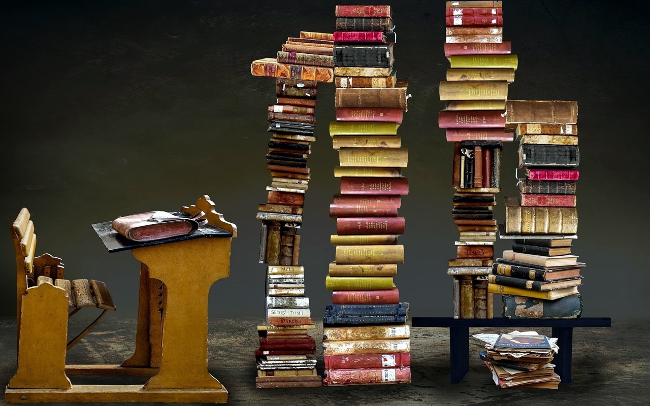 Wallpaper Many books, high pile 1920x1080 Full HD 2K Picture, Image