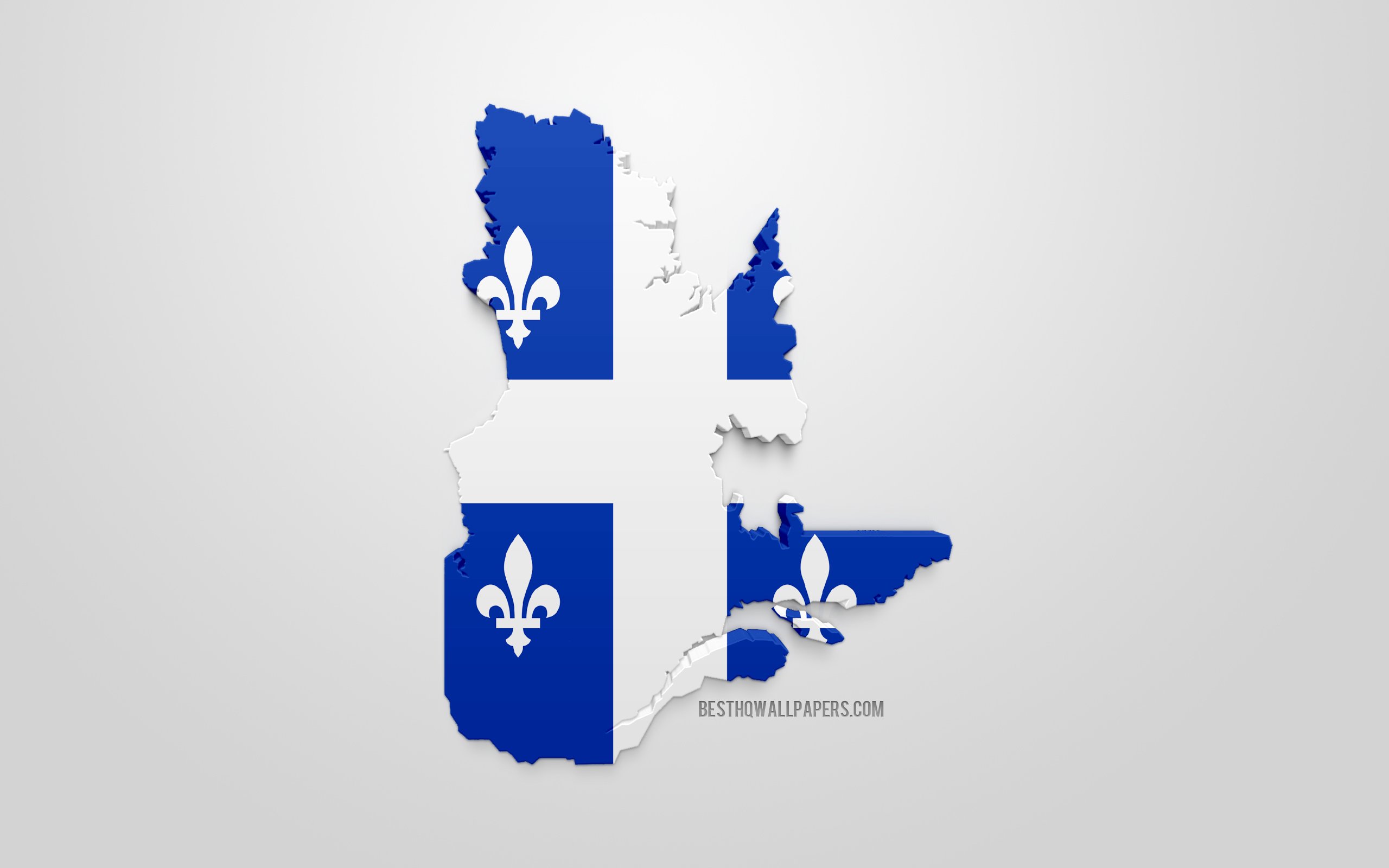 Download wallpaper Quebec map silhouette, 3D flag of Quebec, province of Canada, 3D art, Quebec 3D flag, Canada, North America, Quebec, geography, Quebec 3D silhouette for desktop with resolution 2560x1600. High Quality