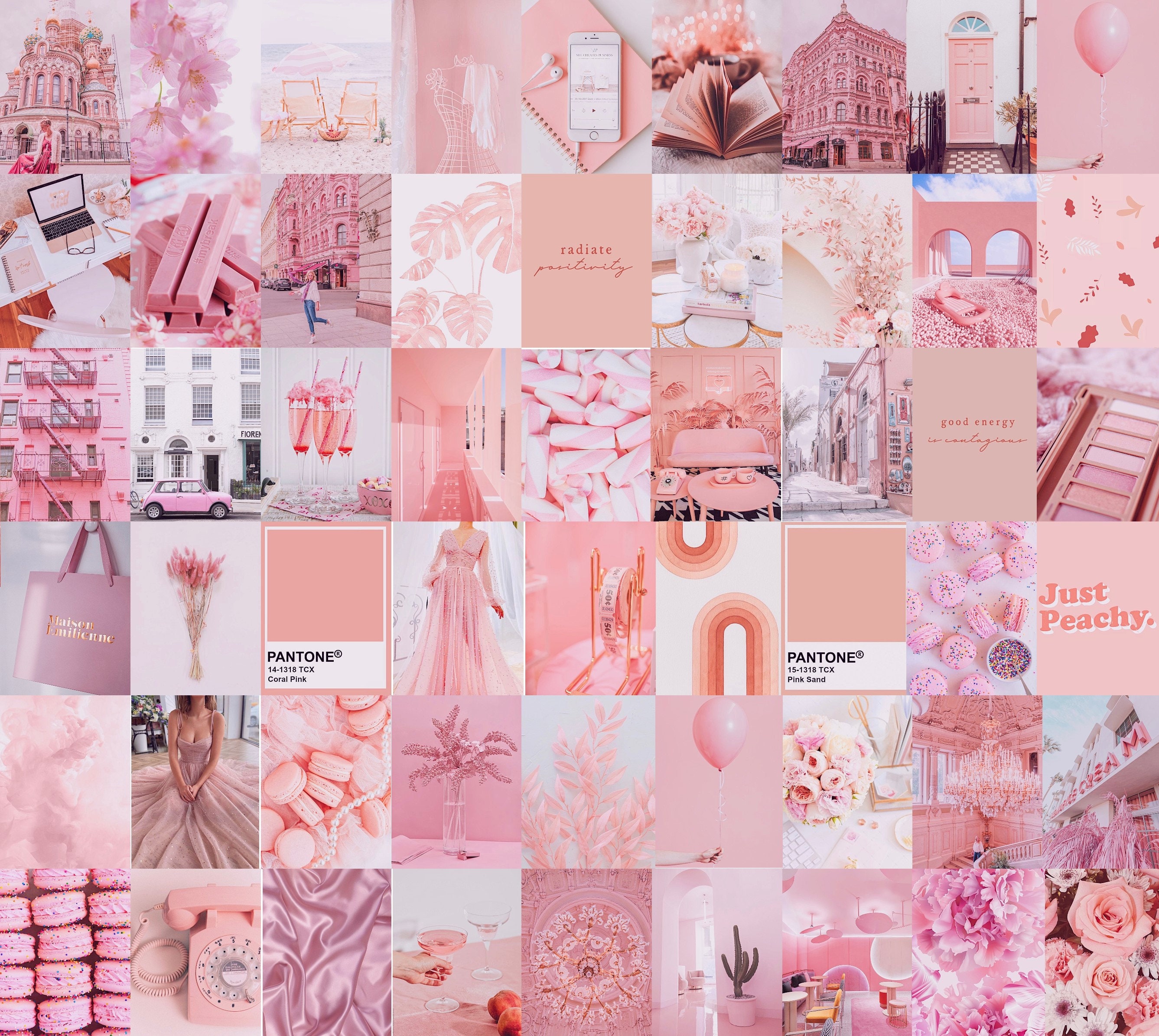 Photo Wall Collage Kit Blush Light Pink 2 Aesthetic set of