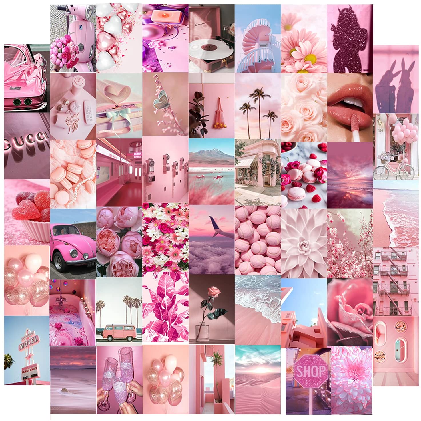 Buy Rivco Pink Wall Collage Kit, Aesthetic Picture Bedroom Decor for Teen Girls, Light Pink Color Dorm Photo Display for Cute Room Decor, Wall Décor (52 PCS 4*6 inch ) Online in