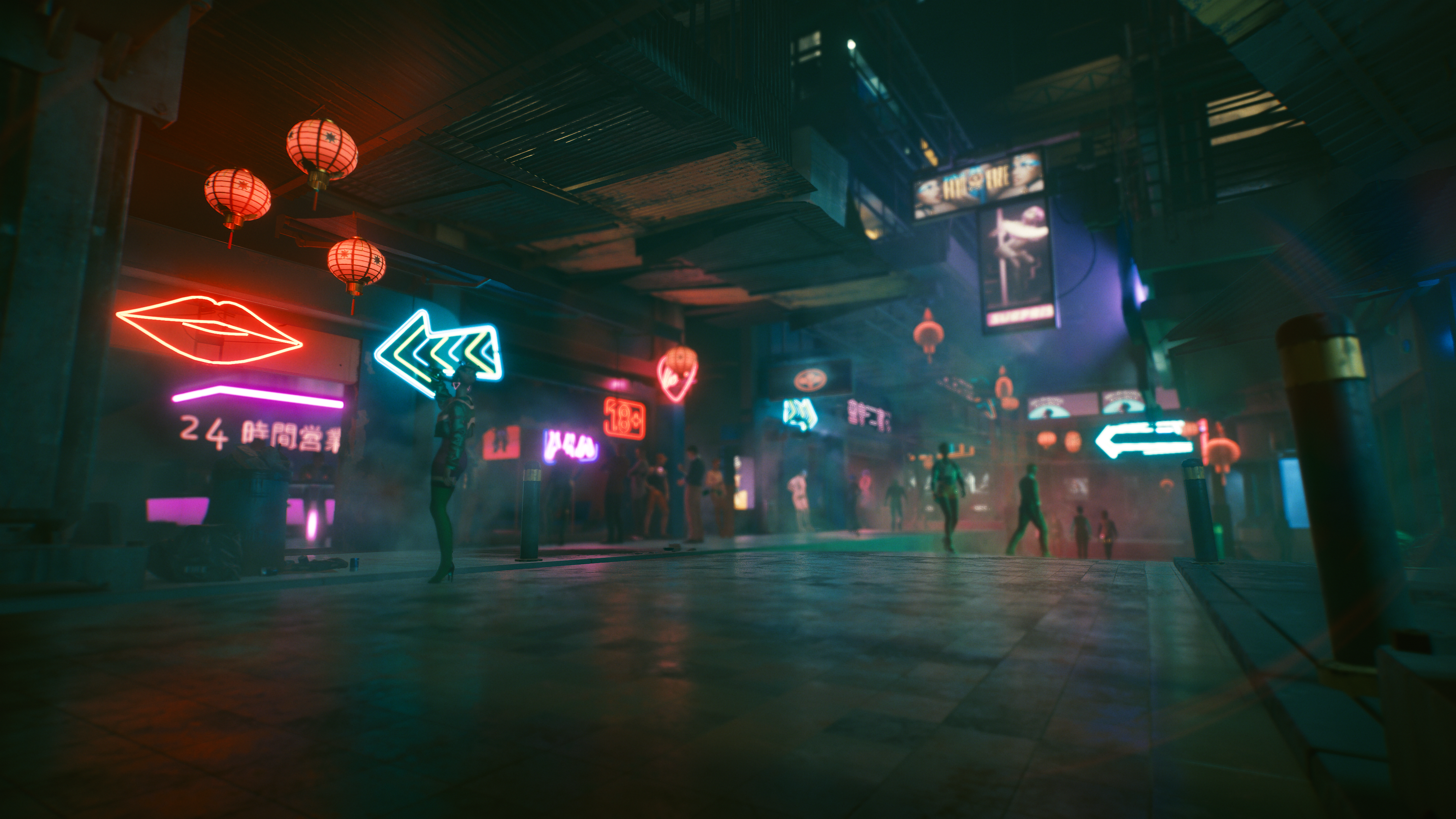 Cyberpunk 2077 Video Games Lights Neon Purple Pink Underground Tattoo Red Camera Photography Rebel M Wallpaper:3840x2160