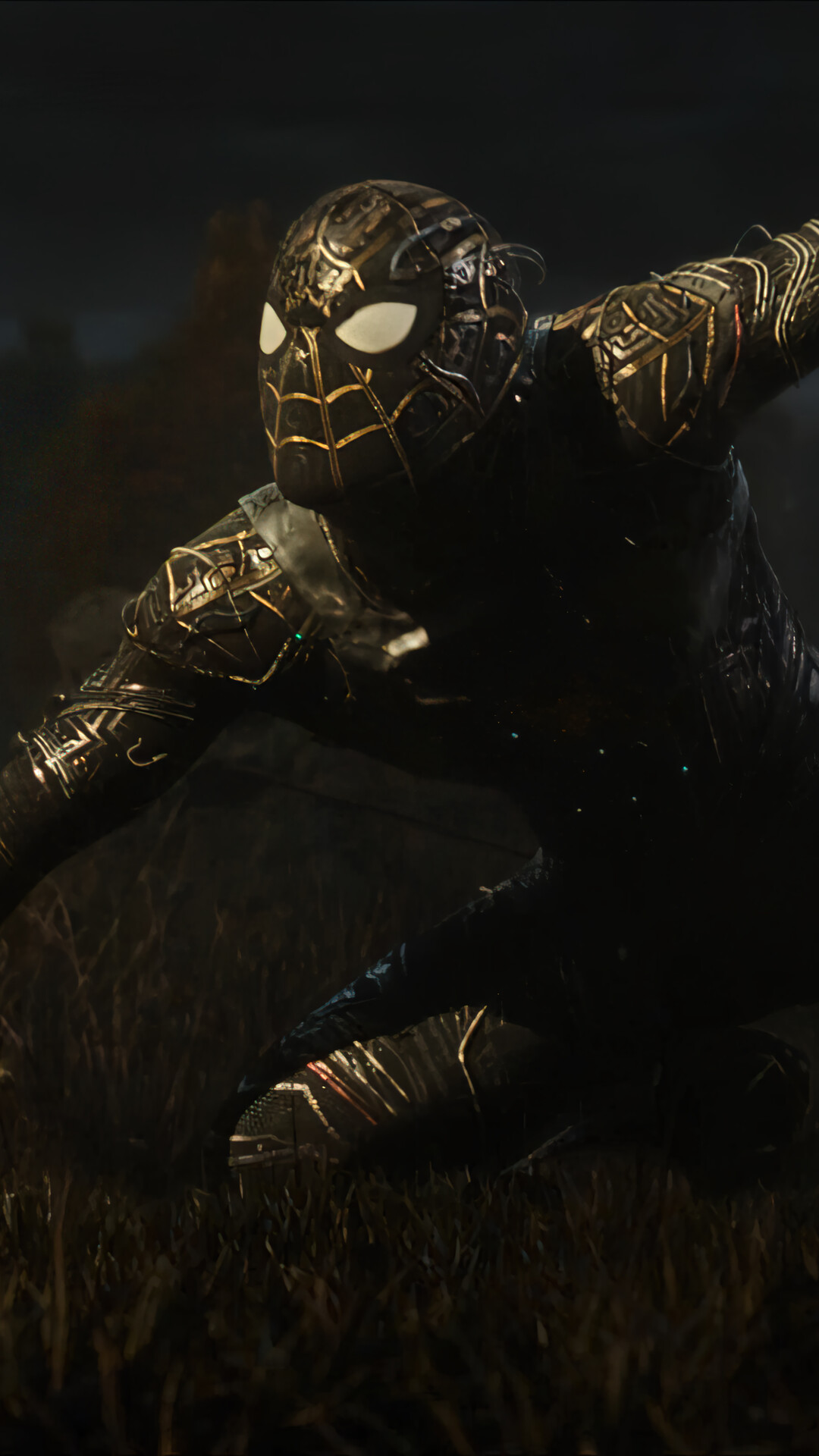 Spider Man No Way Home Movie Black Gold Suit Phone IPhone 4K Wallpaper Free Download