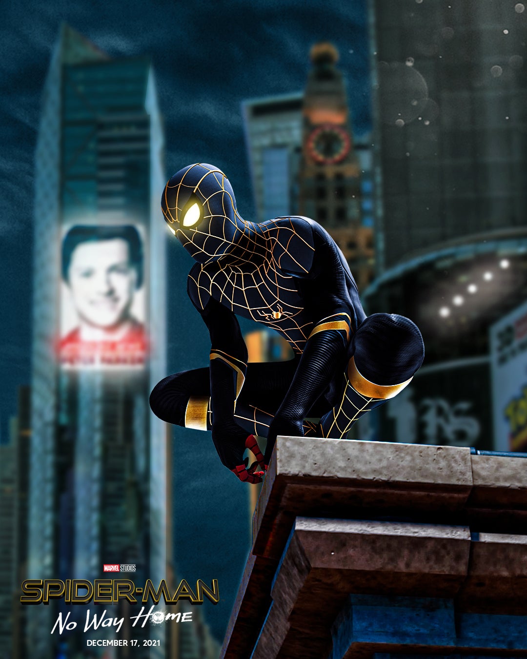 SPIDER MAN NO WAY HOME, Black & Gold Suit Poster Designed By Me