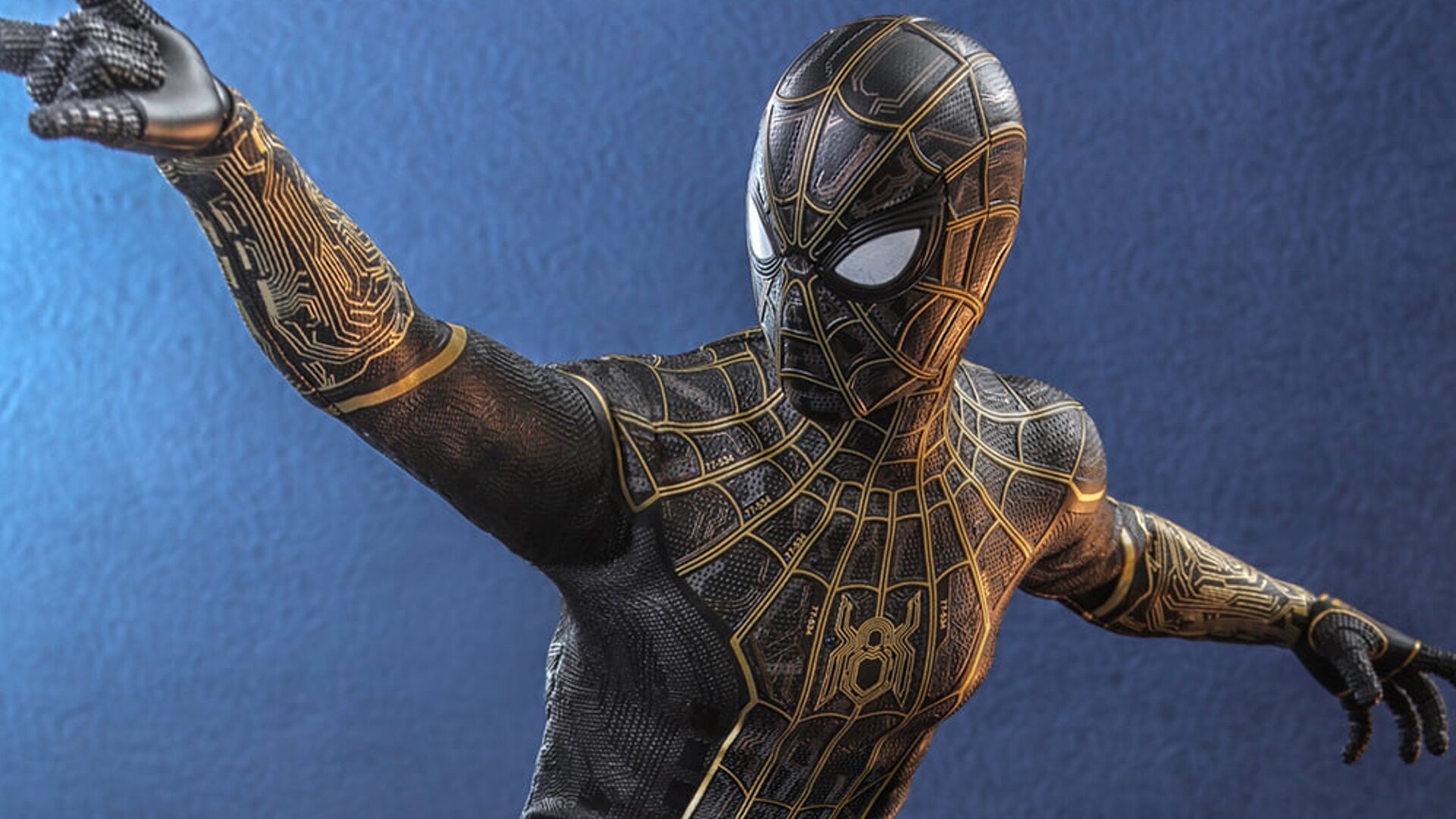New Hot Toys SPIDER MAN: NO WAY HOME Action Figure Features Spidey's Black And Gold Suit