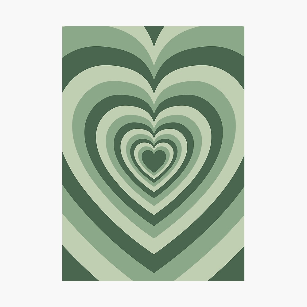 Sage Green Hearts Poster