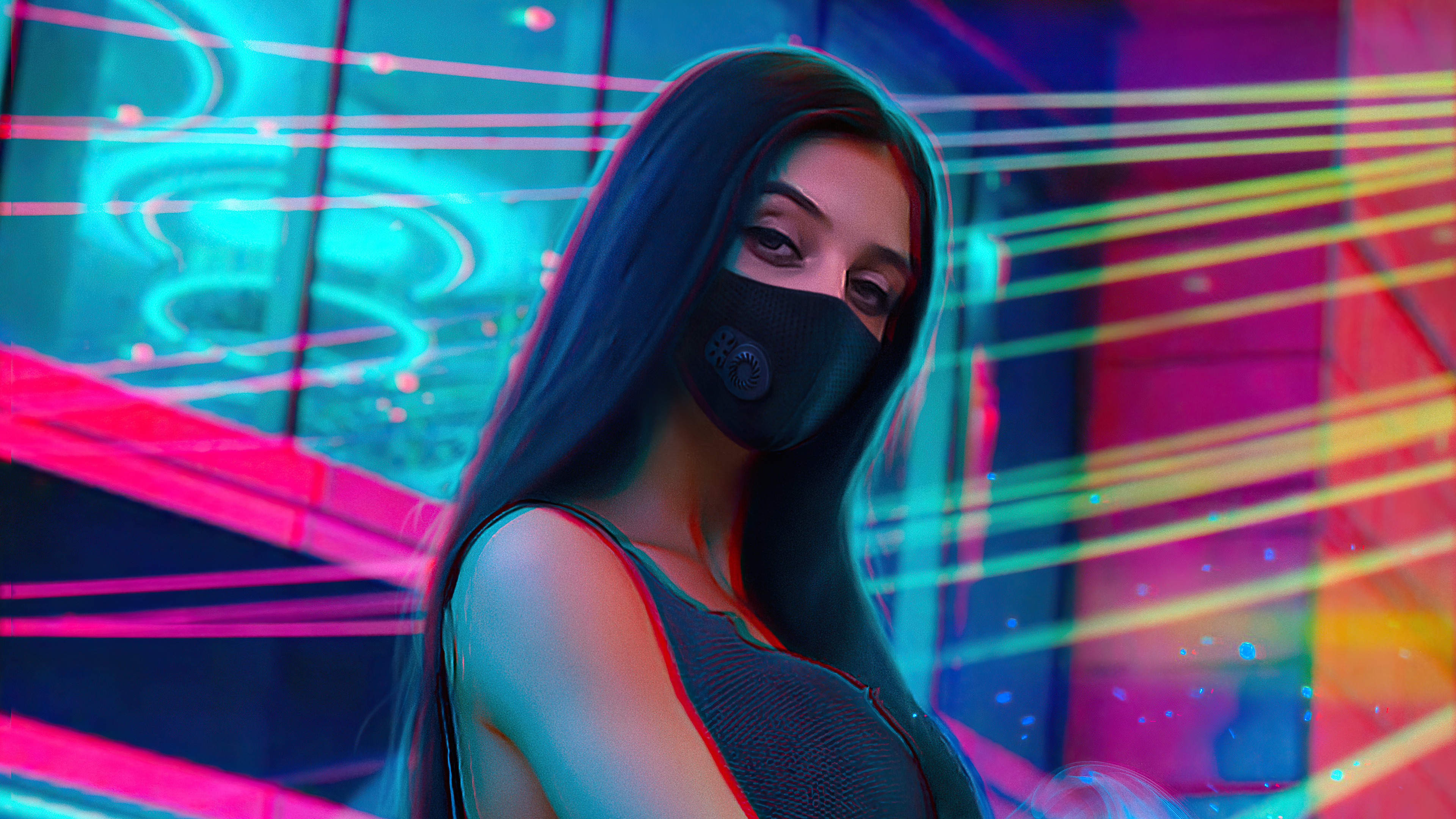 Mask Girl Black Hair 4k, HD Artist, 4k Wallpaper, Image, Background, Photo and Picture