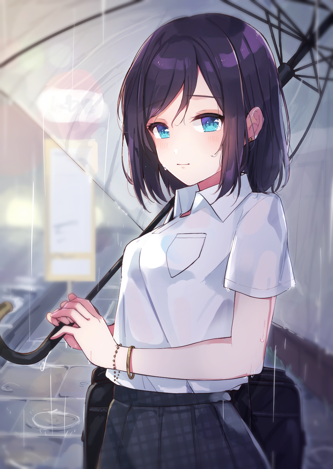 Wallpaper, anime girls, short hair, black hair 1088x1534