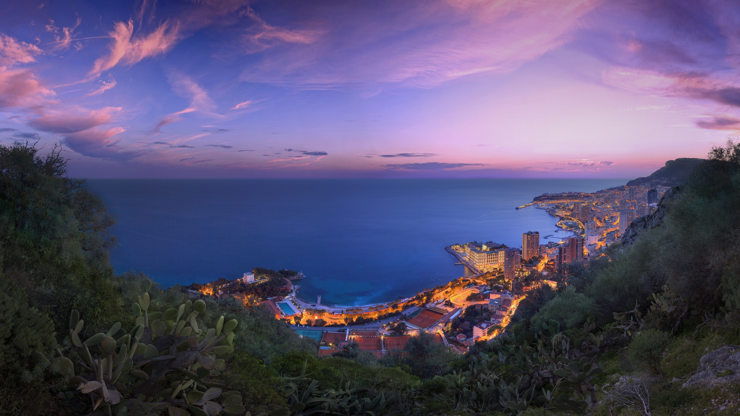 Monaco Winter Clouds Panorama desktop PC and Mac wallpaper
