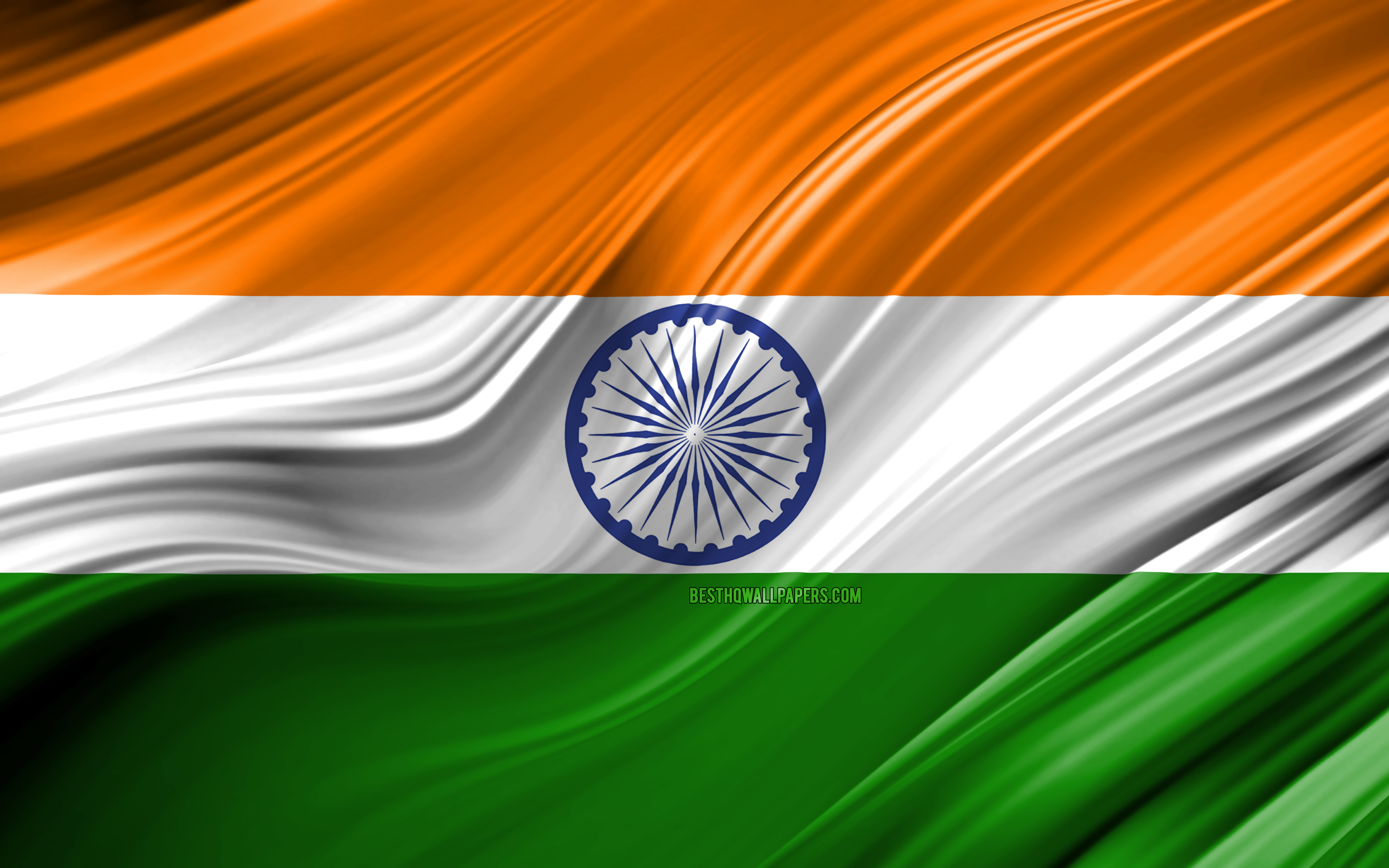 4k, Indian Flag, Asian Countries, 3D Waves, Flag Of Flag Image HD 3D Download
