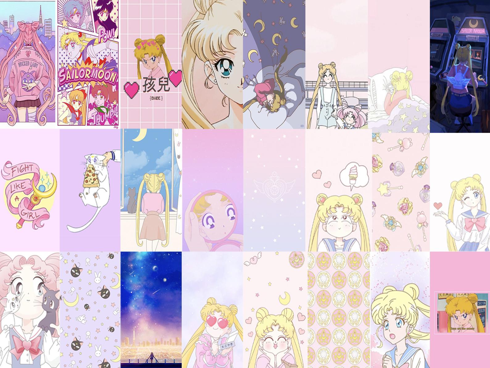Sailor Moon Anime Wall Collage Poster Set Skin Sticker Vinyl Bundle