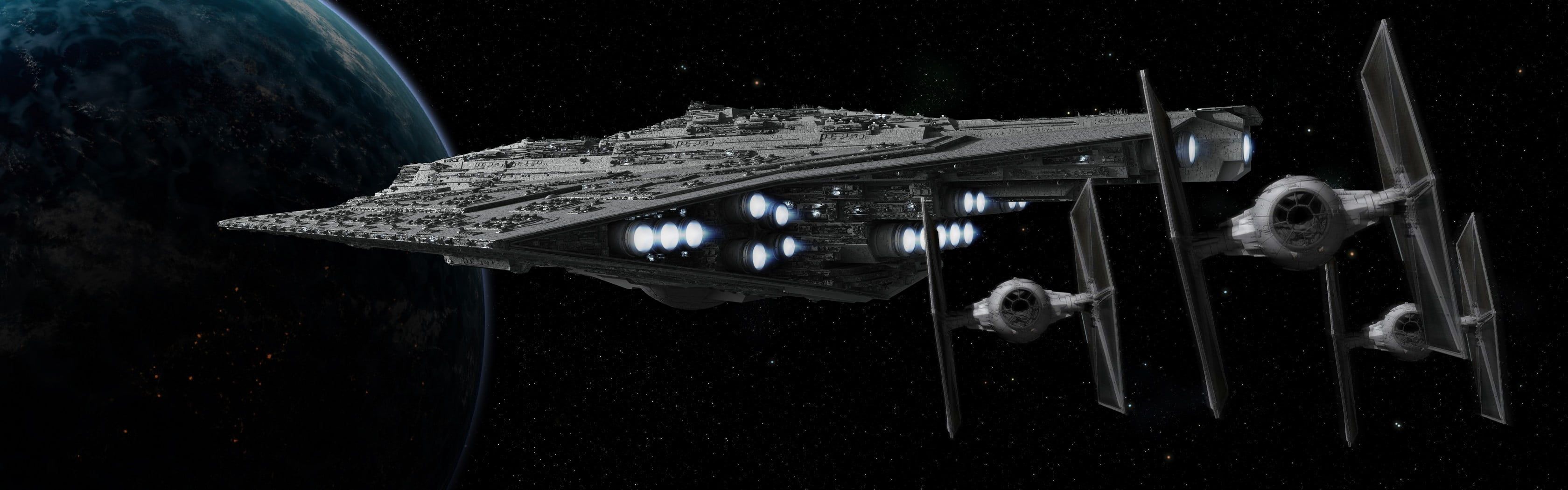 HD wallpaper: gray ship illustration, spaceship, Star Wars, TIE Fighter, multiple display 4K of Wallpaper for Andriod