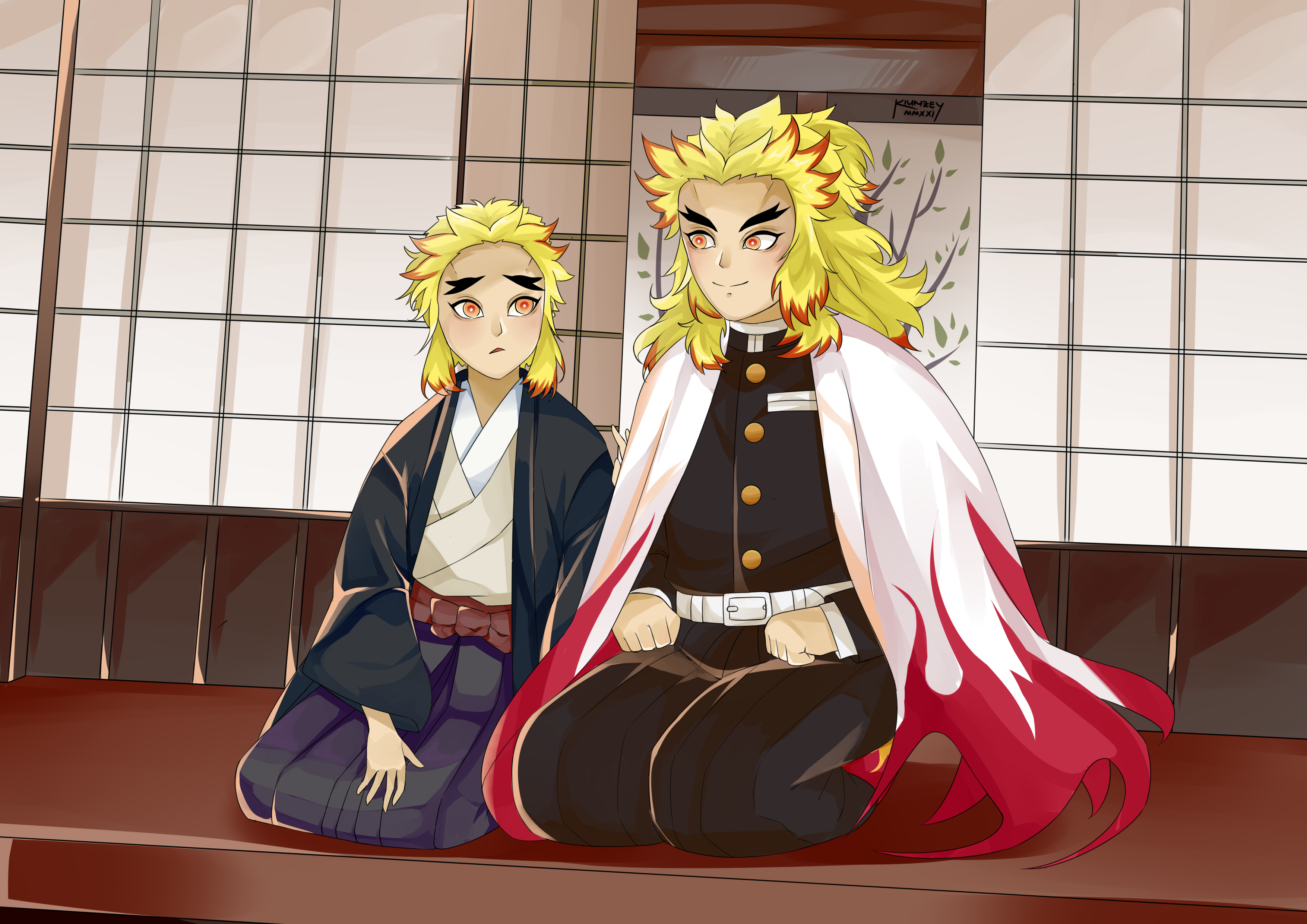 My drawing of Kyojuro and Senjuro hanging out together