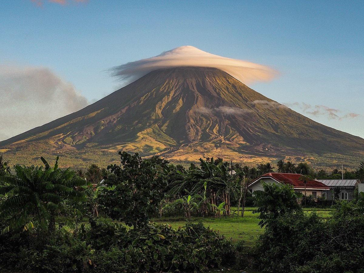 Mayon Volcano with cloudy