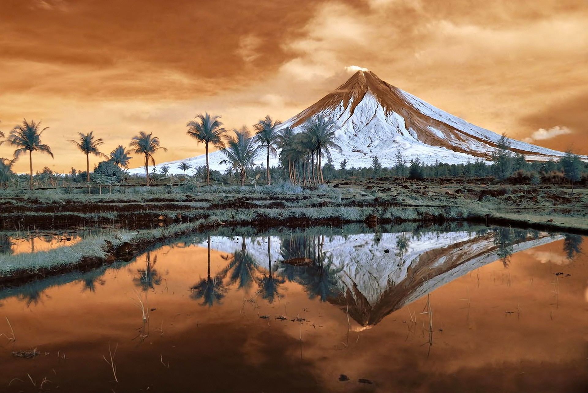 Mountain, Luzon, landscape, Volcano Mount, Cool, Display, Volcano On A Calm Water