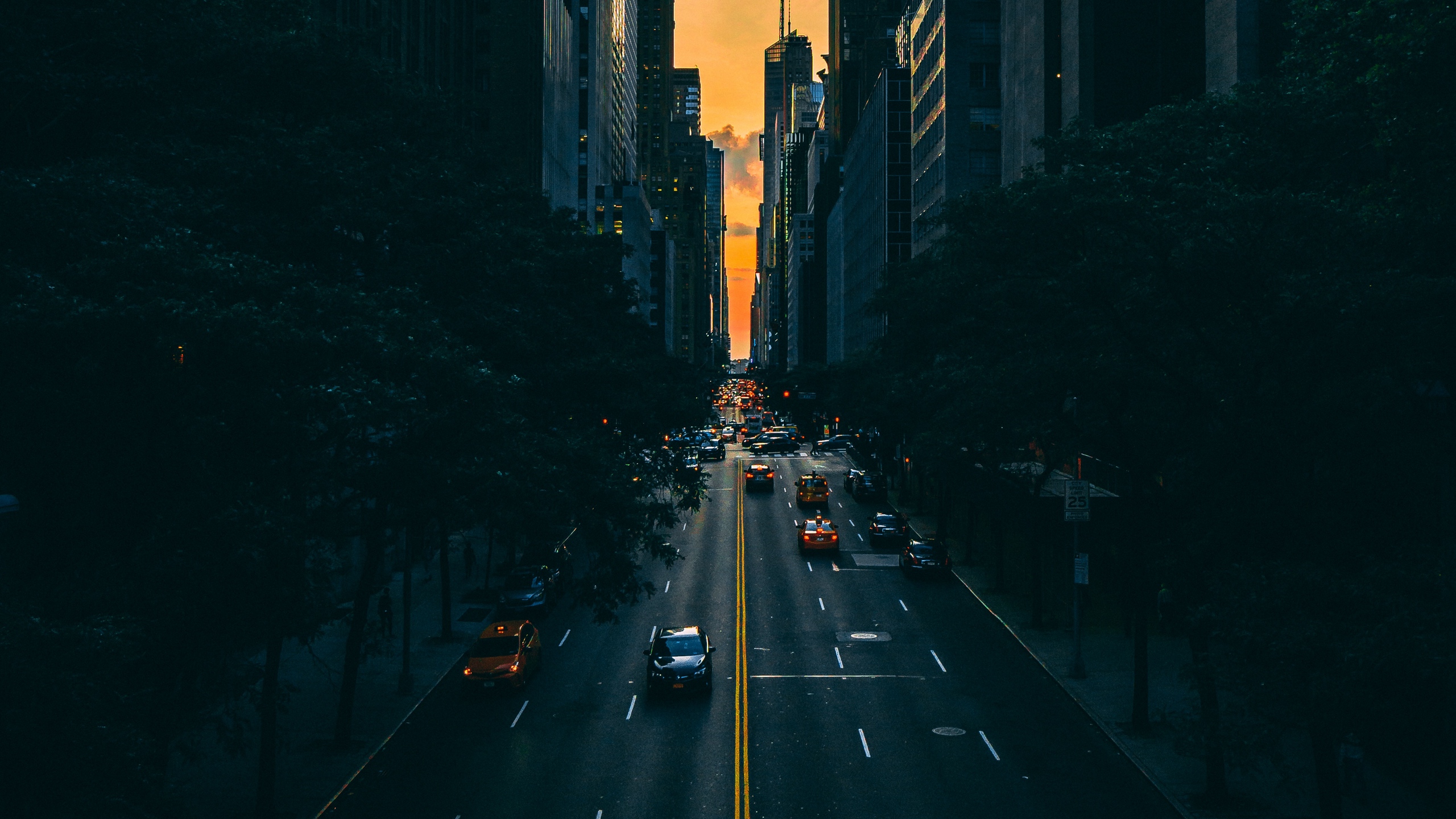 Road, Traffic, Skyscrapers, Manhattan, New York Wallpaper & Background Image