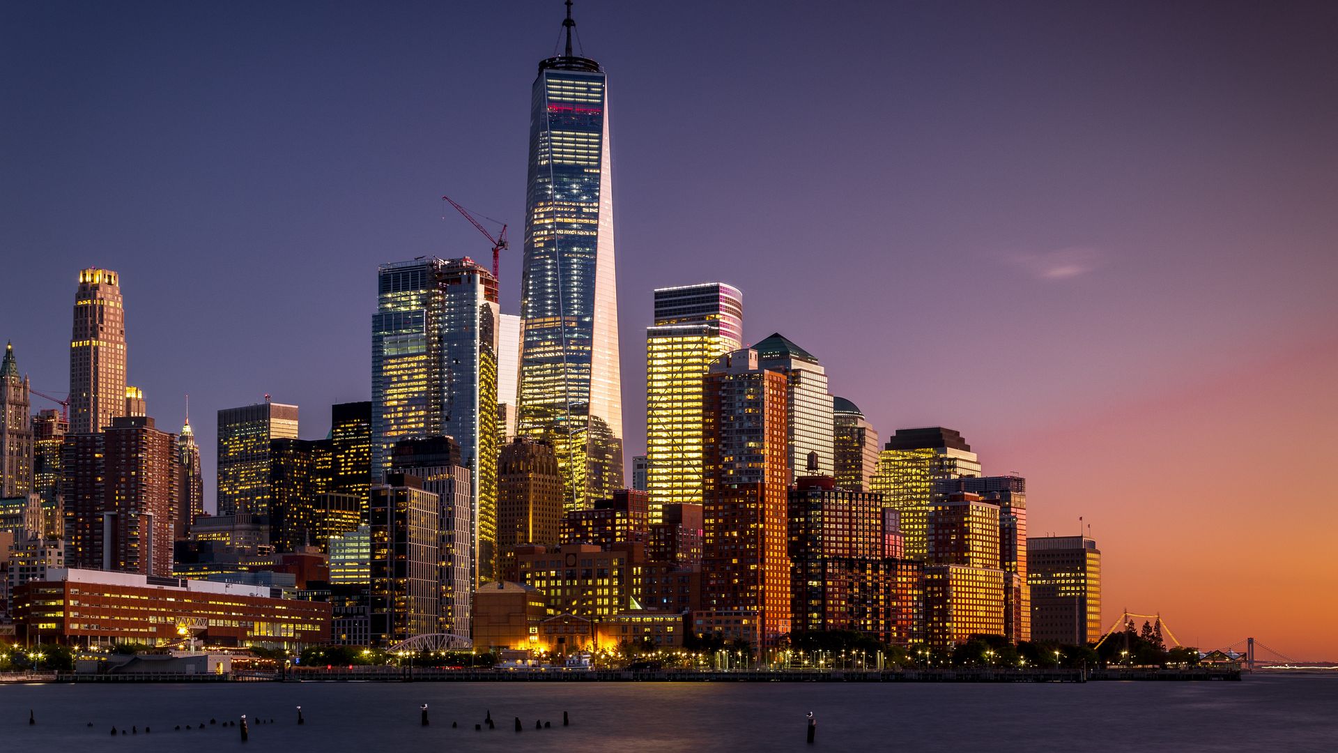 Download wallpaper 1920x1080 manhattan, new york, usa, skyscrapers full hd, hdtv, fhd, 1080p HD background