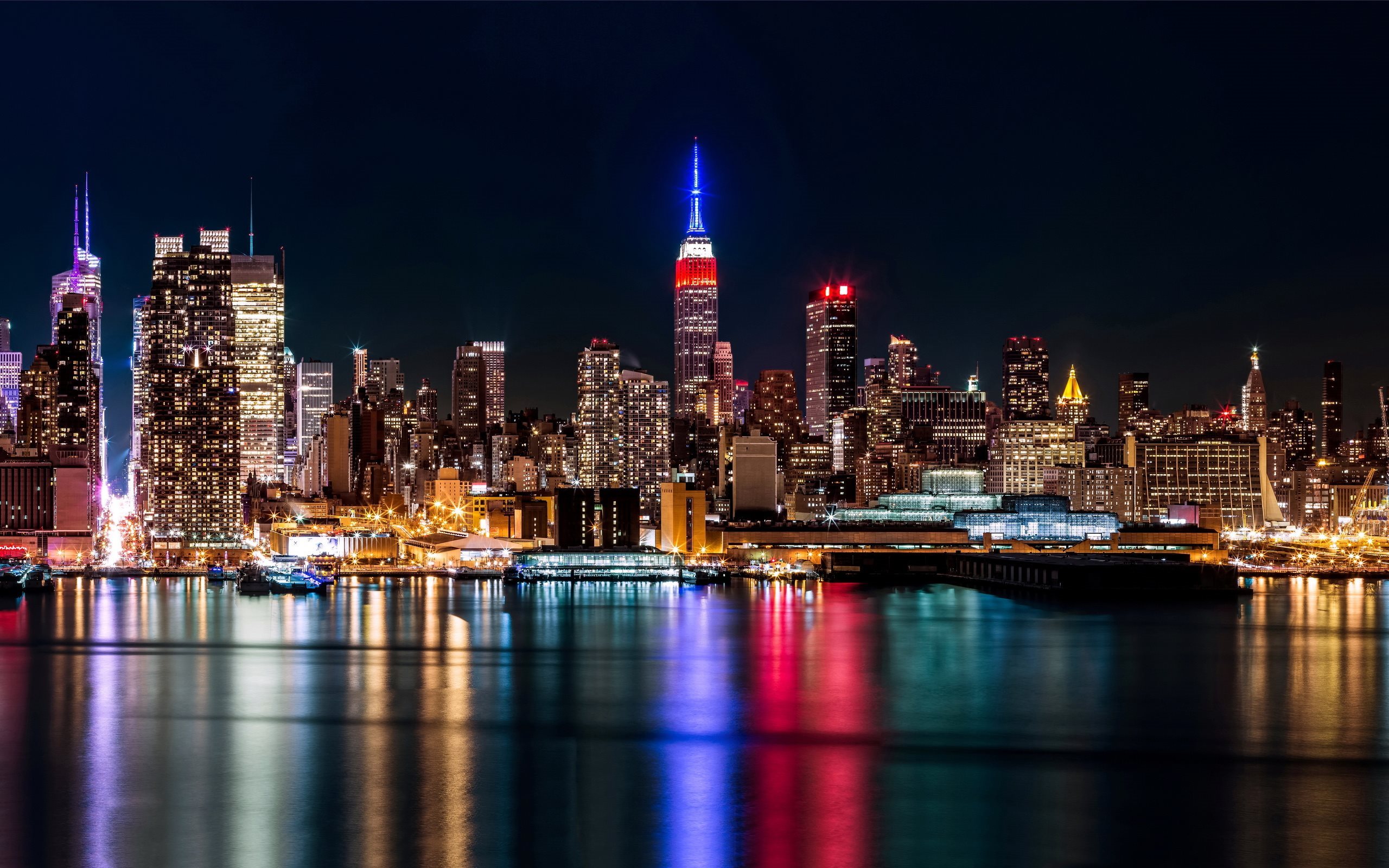 Download wallpaper usa, manhattan, new york, night, skyscrapers, nyc for desktop with resolution 2560x1600. High Quality HD picture wallpaper