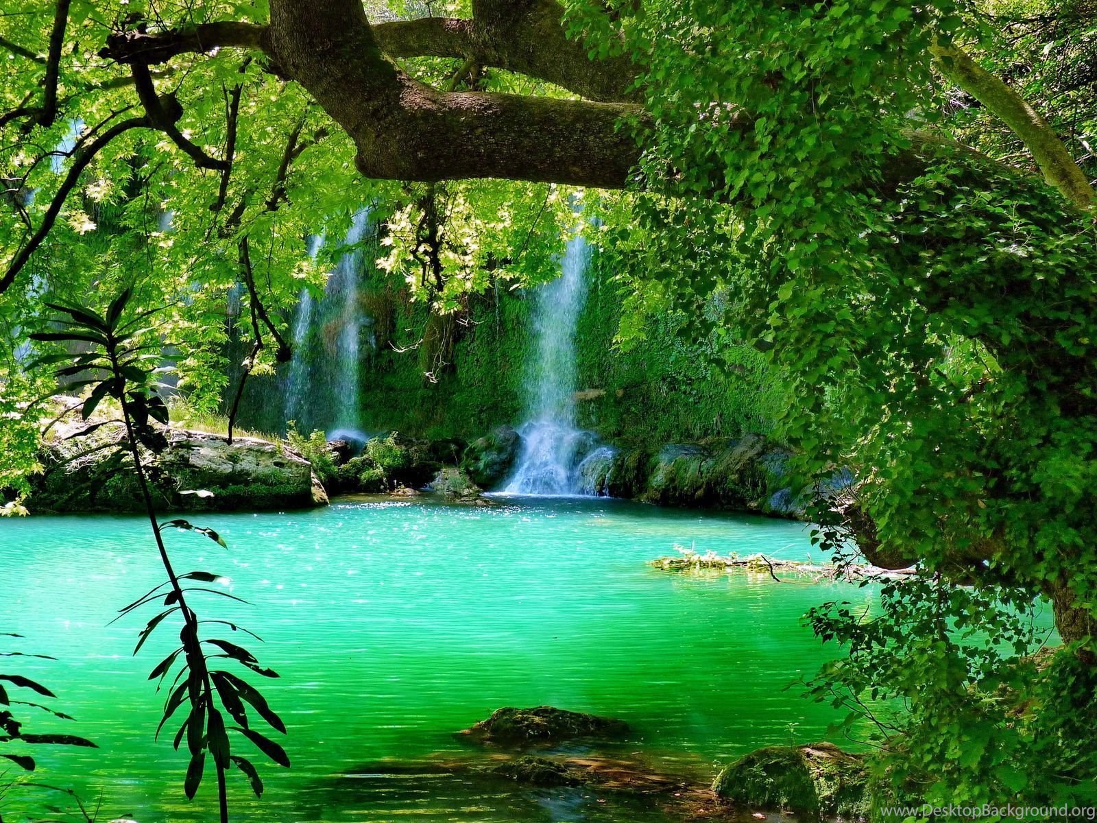 Green Waterfall Wallpaper HD Desktop Background