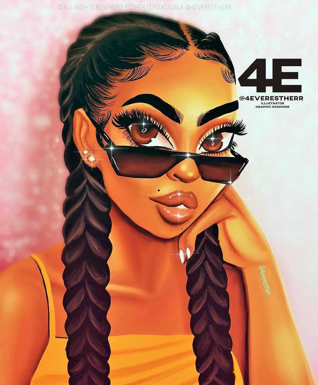 4k Black Girl Cartoon Wallpaper